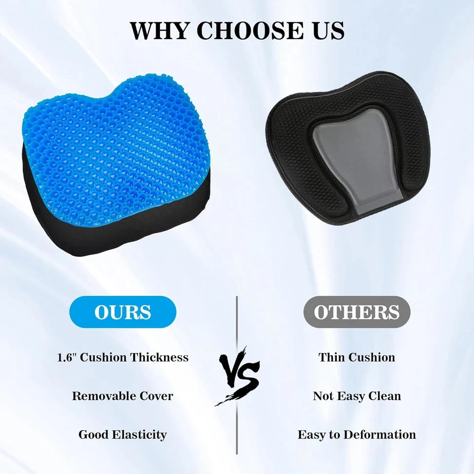 Kayak Seat Cushion, anti Slip Gel Seat Cushion for Long Sitting on Boat, Canoe,
