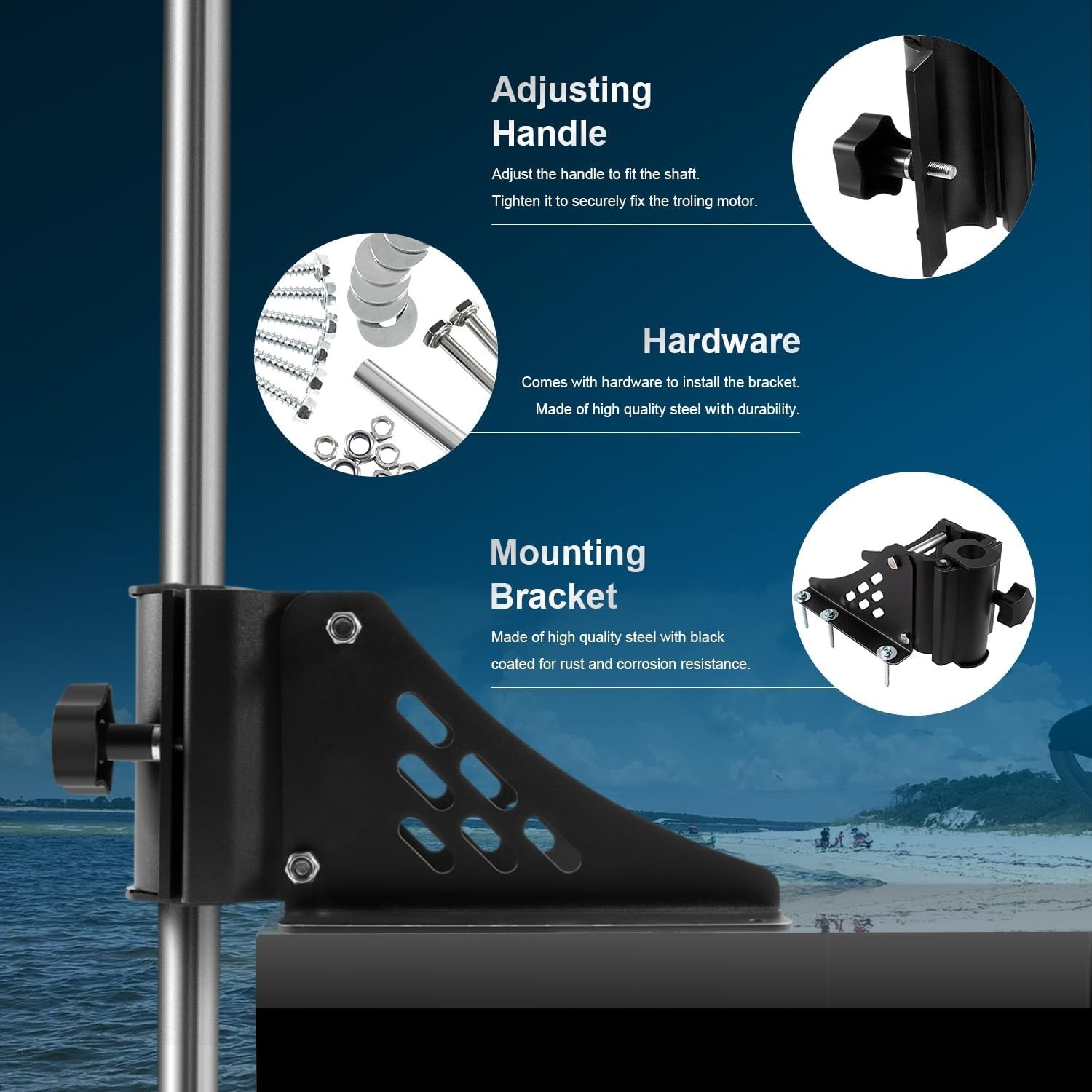 Universal Trolling Motor Deck Mount for Newport Vessels Pontoon Shaft 1.15-1.25″