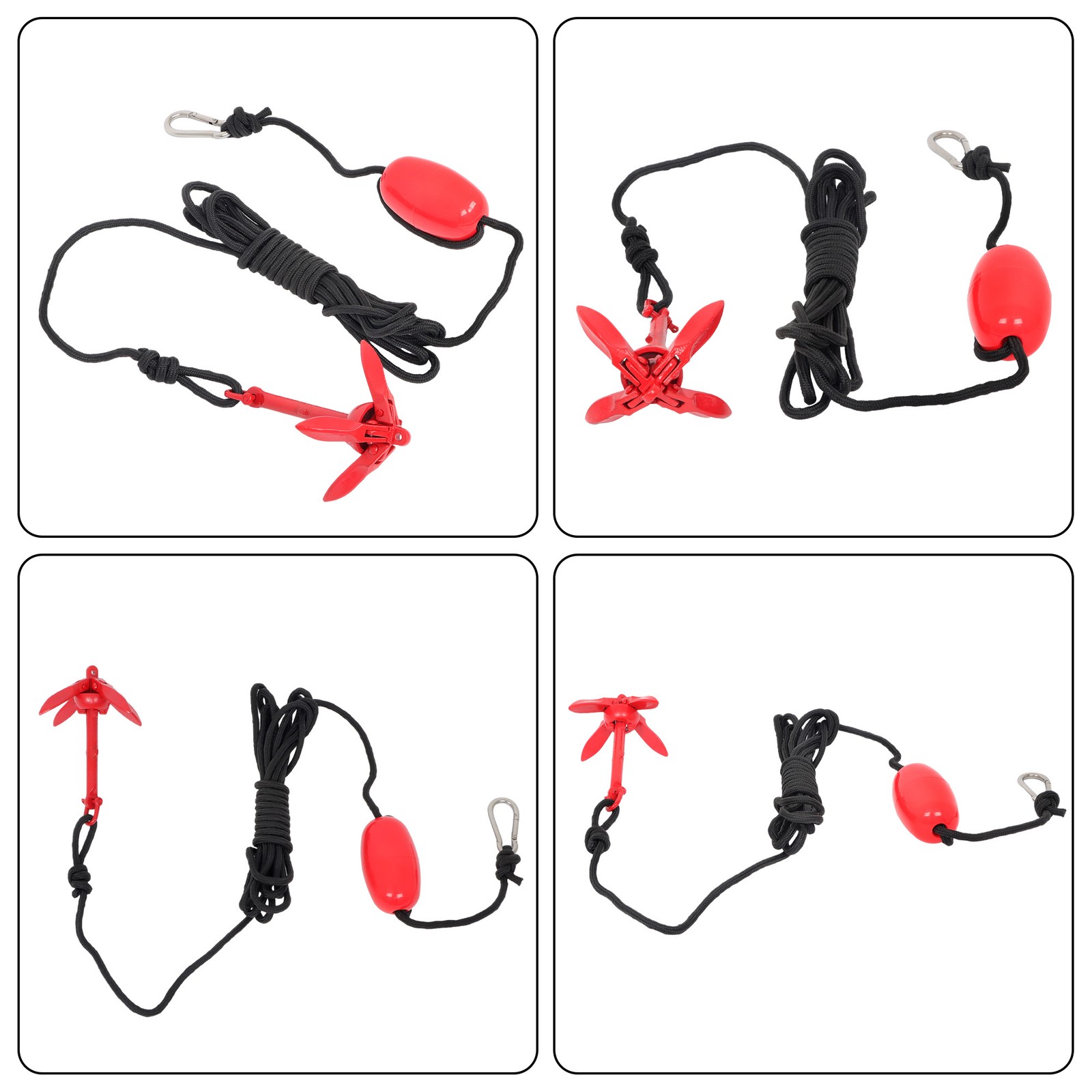 For Canoe Kayak Raft Boat 1.5LB/3.3LB/5.5LB/7.05LB Complete Folding Anchor Kit
