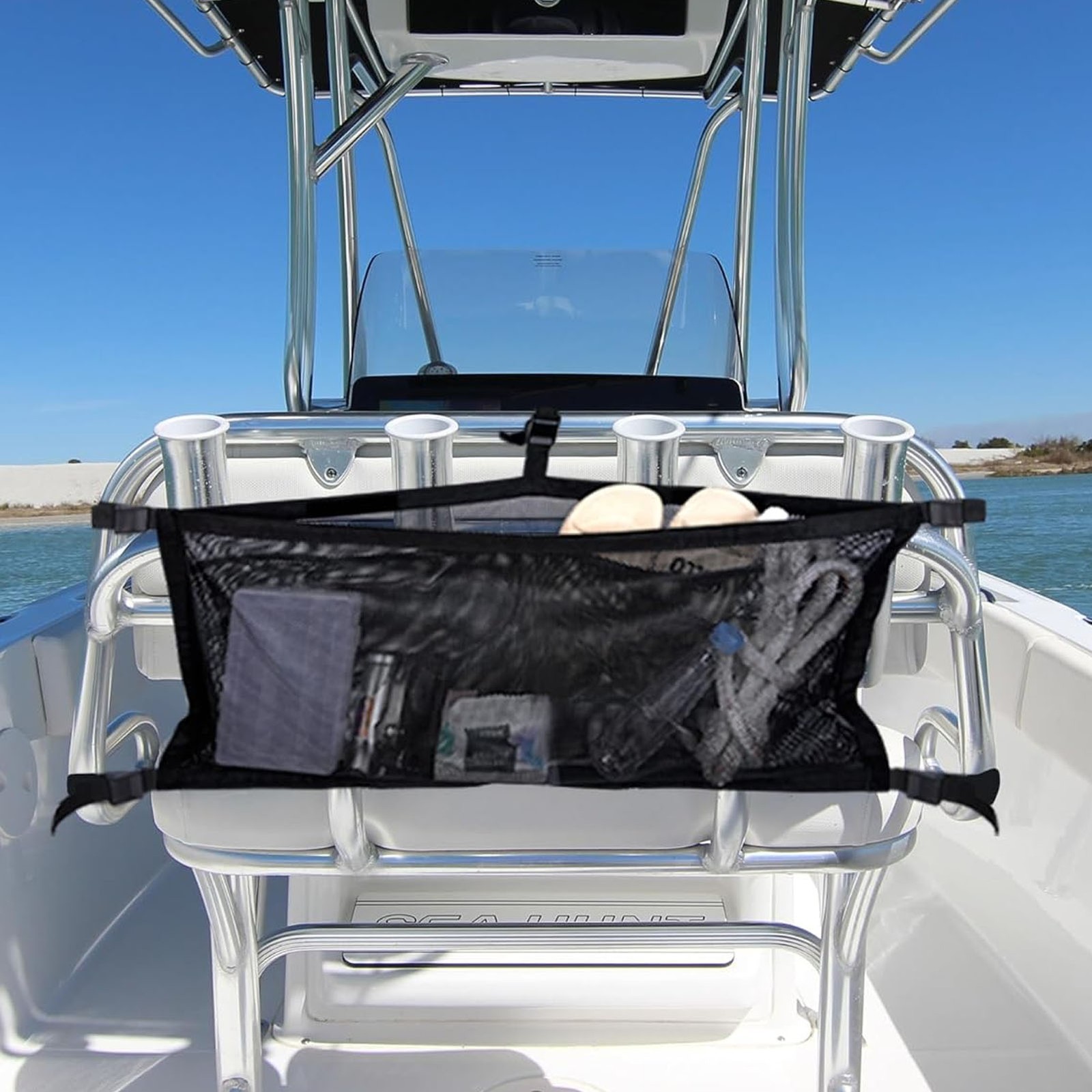 Fishing Tackle Storage Bag Hanging Mesh Organizer for Boats Oxford Fabric