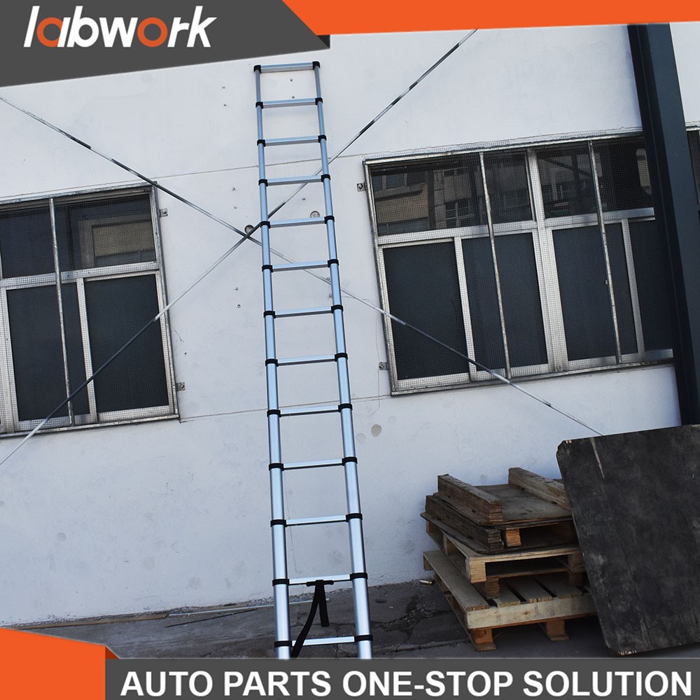 Labwork 12.5FT Heavy Duty Aluminum Extension Telescoping Lightweight Step Ladder