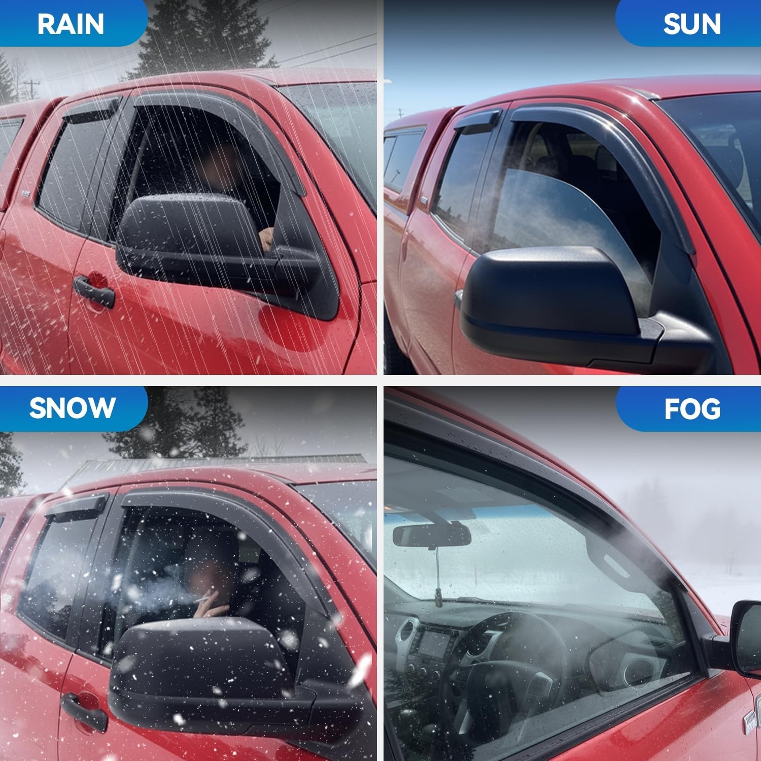 Window Visors Rain Guards for 2019-2026 Dodge Ram 1500 Crew Cab (New Body Sty…