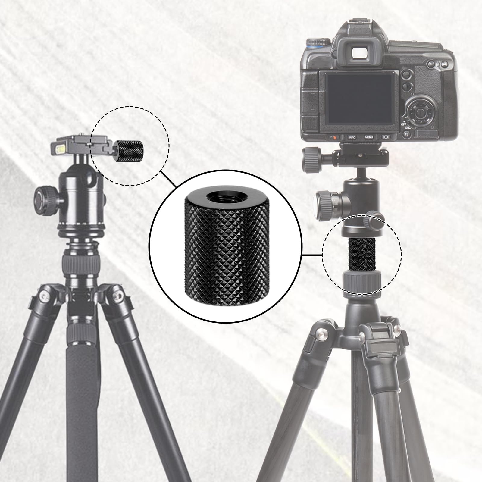 6 Pack 1/4 Inch Threaded Tripod Screw Adapter Black Silver Camera Mount Set