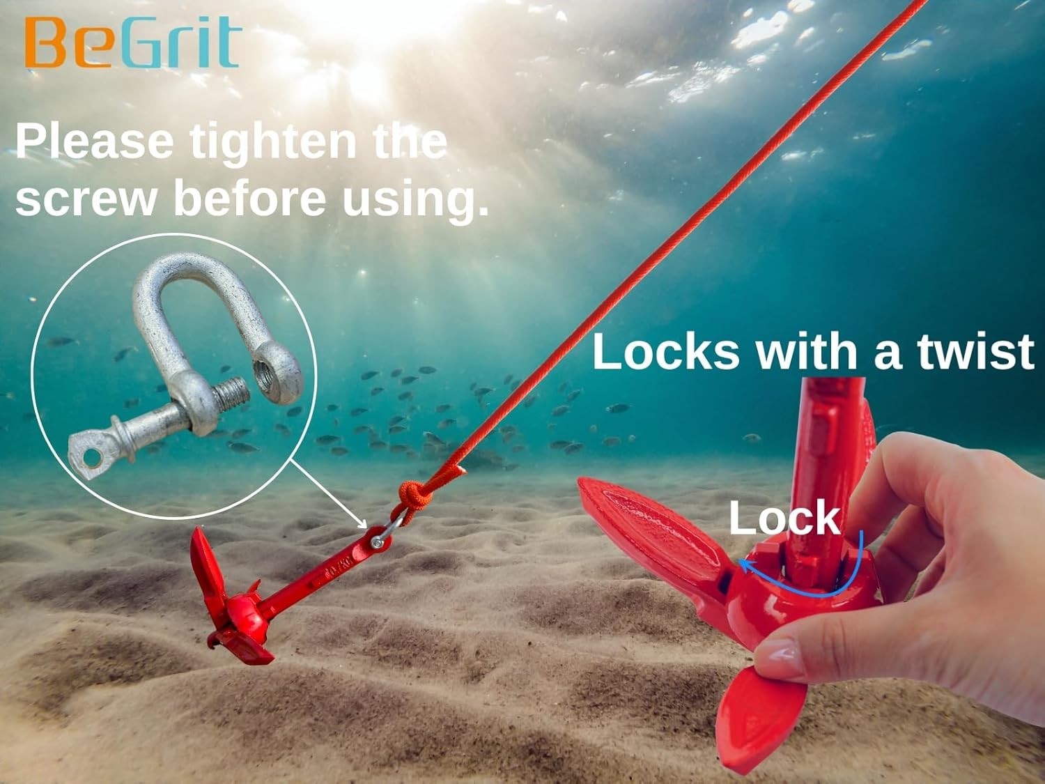 Kayak Anchor Small Boat Anchor Folding Marine Anchor for Fishing,Kayak,Paddle…