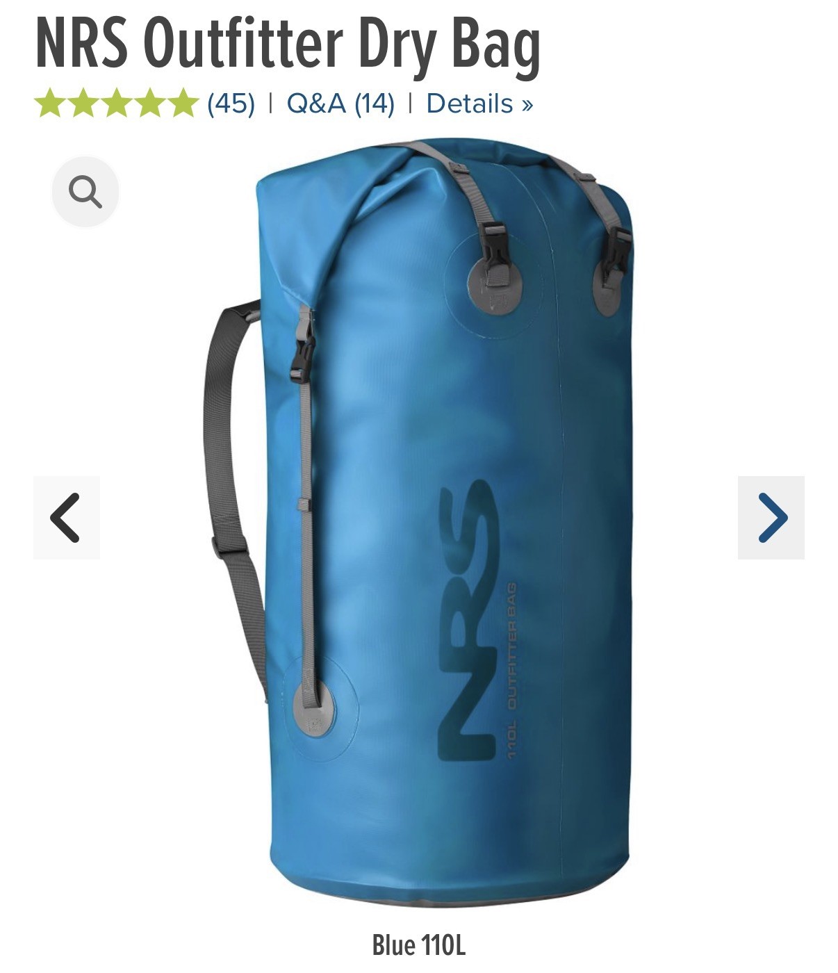 Qty. 2 NRS Outfitter 110 L Dry Bag Blue