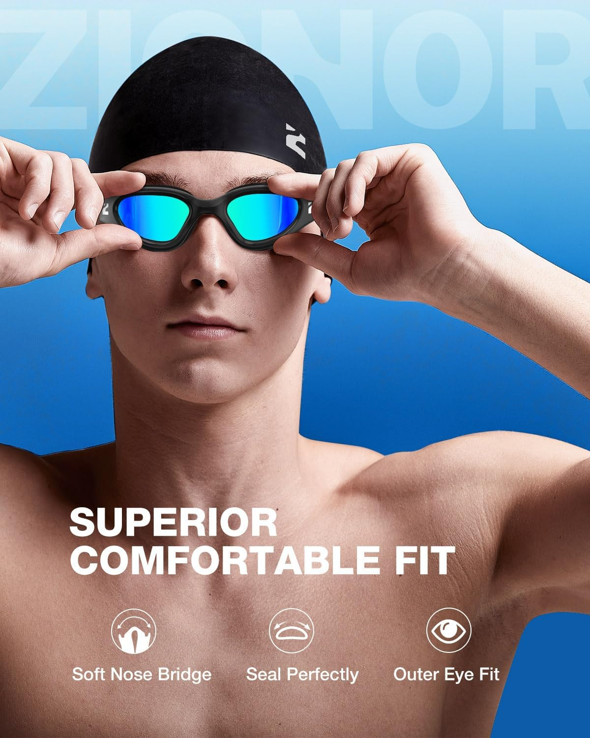 Gafas natacion con gorro antiniebla comodo para adultos hombres y mujeres