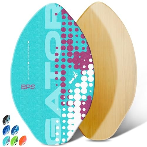 New Zealand ‘Gator’ Skimboard with Colored EVA Grip 35 Inch Fluorescent Blue