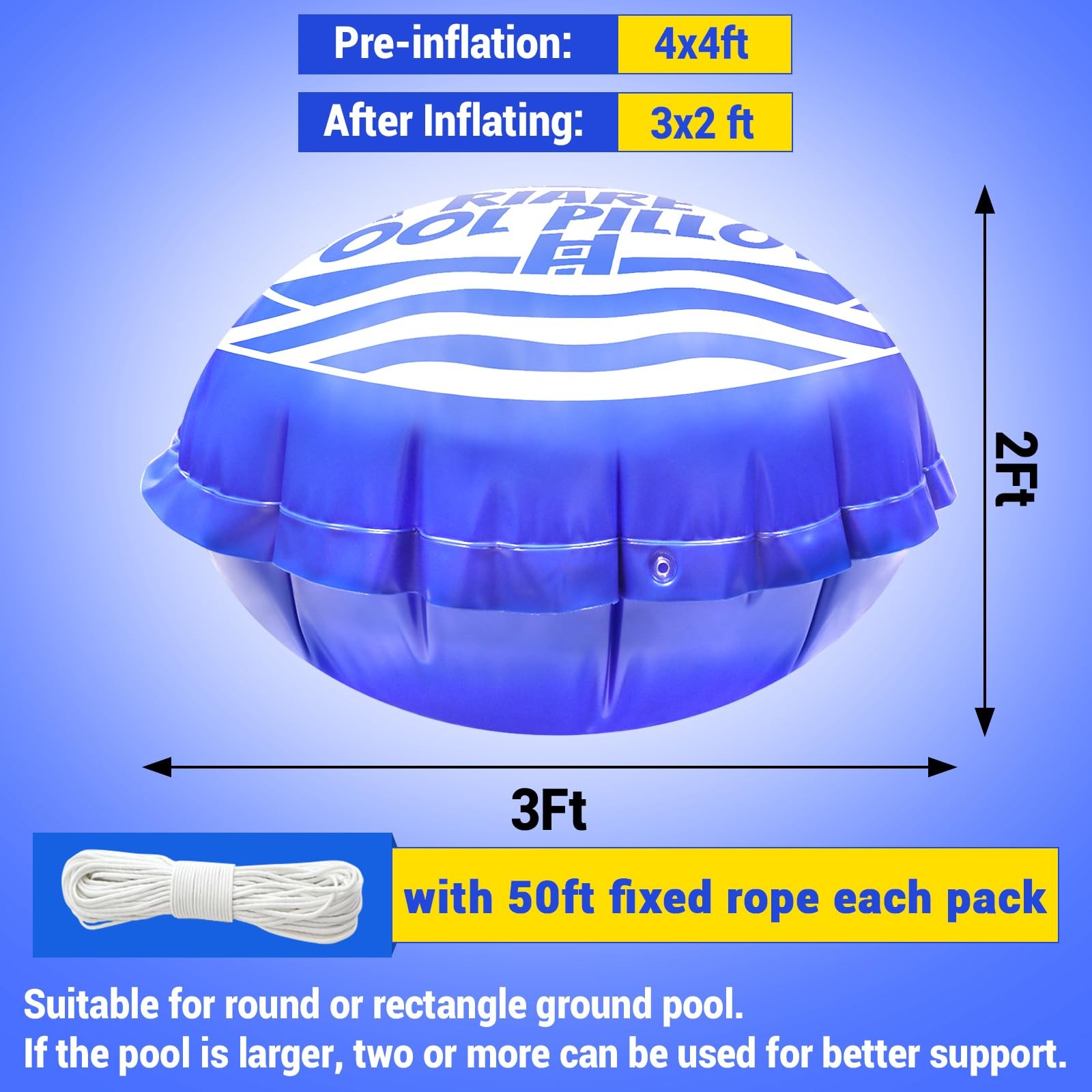 Pool Air Pillow 4×4 Ft 0.4mm Thick PVC for Above Ground Pools – Winter