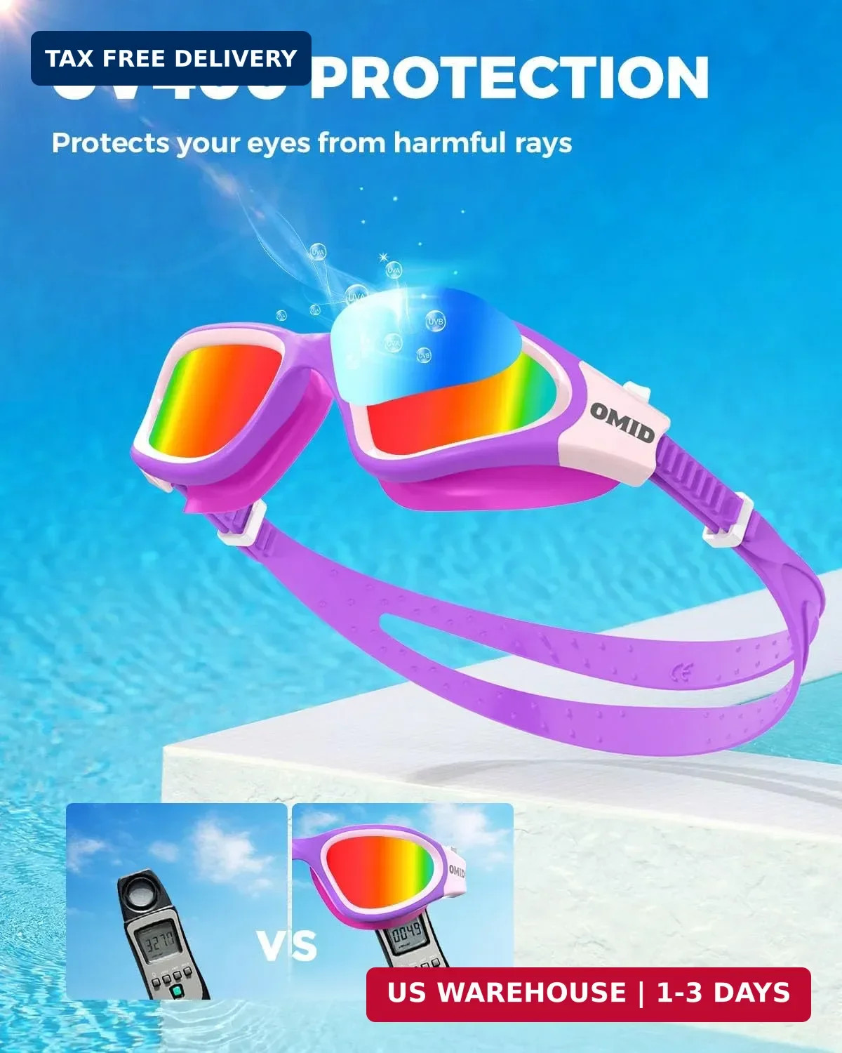 OMID Kids Swim Goggles, P2mini Lite Clear Lens Anti-Fog UV Protection Comfortabl