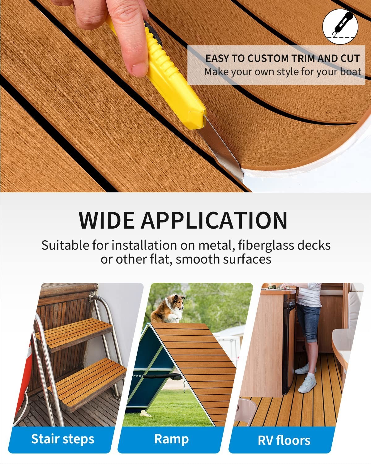 EVA Foam Marine Decking – Self-Adhesive Non-Slip Flooring, Multiple Sizes & Colo