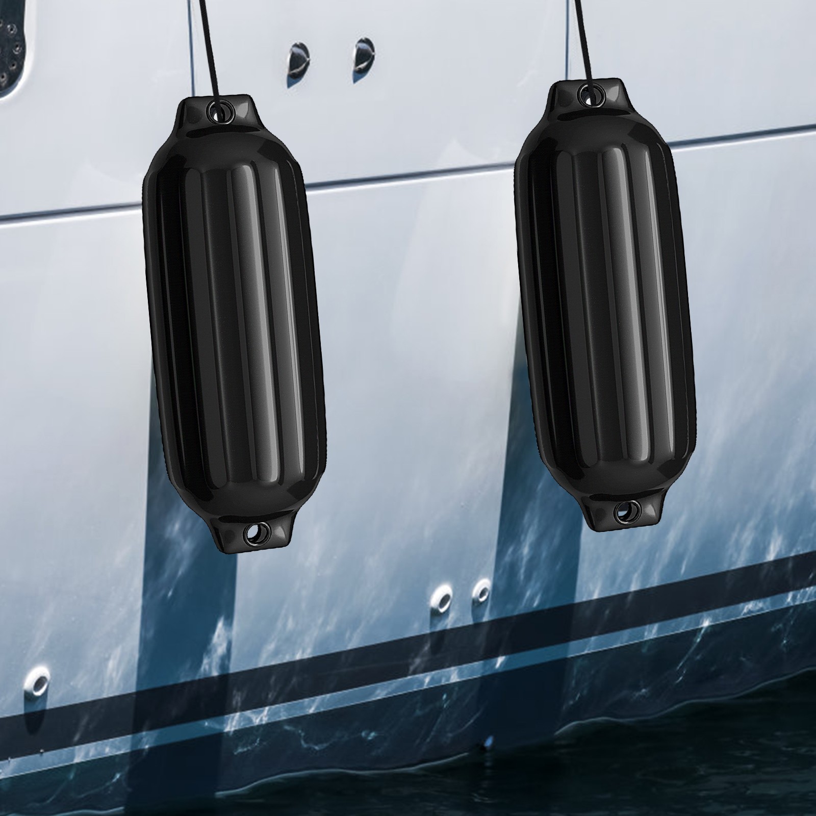 27″ Boat Fenders Hand Inflatable Marine Bumper Shield Protection 4 Pieces Black
