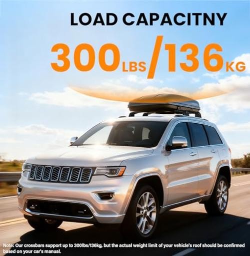 300lbs Roof Rack Cross Bars Compatible with D.Jeep Grand Cherokee 2011-2021