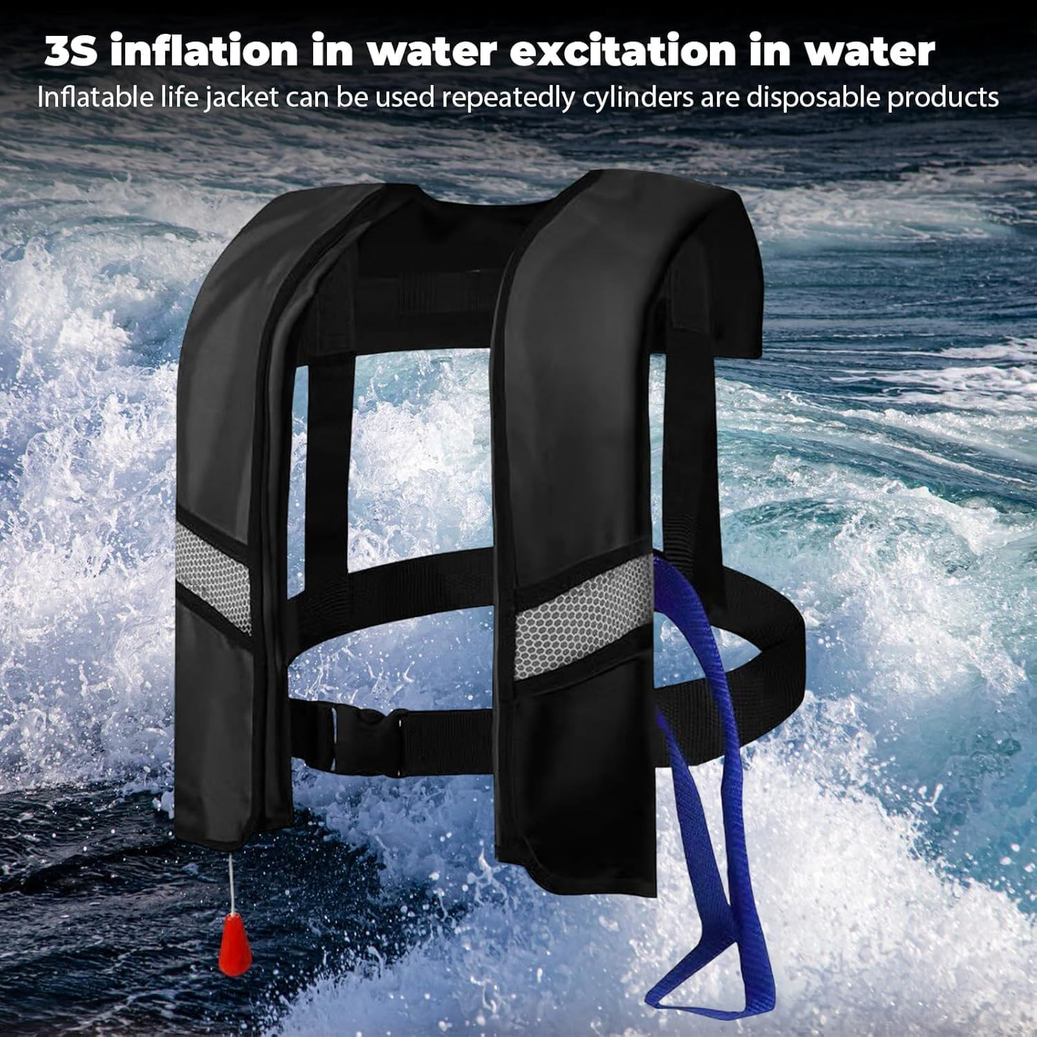 3-Pack 150N Automatic Inflatable Life Jacket for Adults – Adjustable Buoyancy Ve