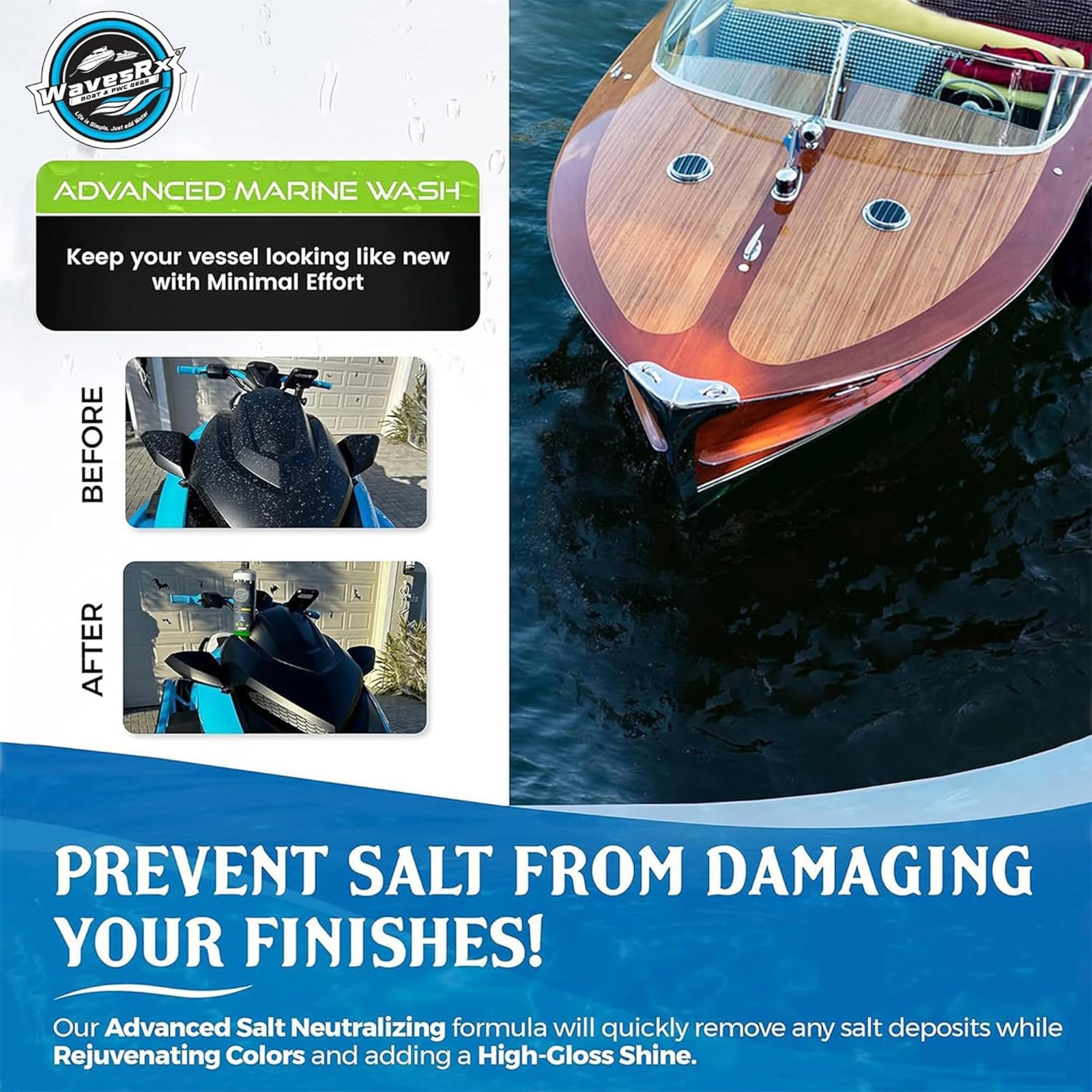 Salt Neutralizing Boat & Jet Ski Wash with SiO2 Protection, UV & Salt Shield