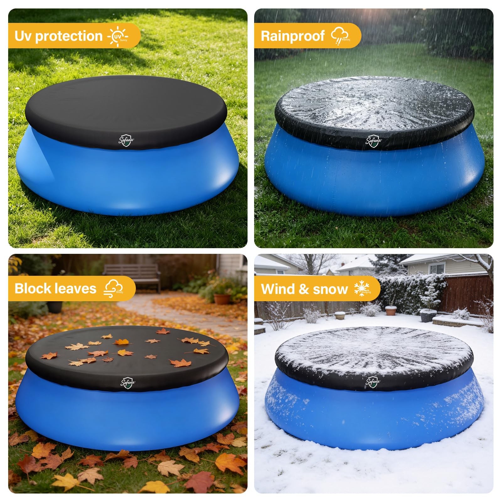 Pool Covers for 12ft Inflatable Easy Set Pool [ Top Ring 10.8ft ] Round Poo…