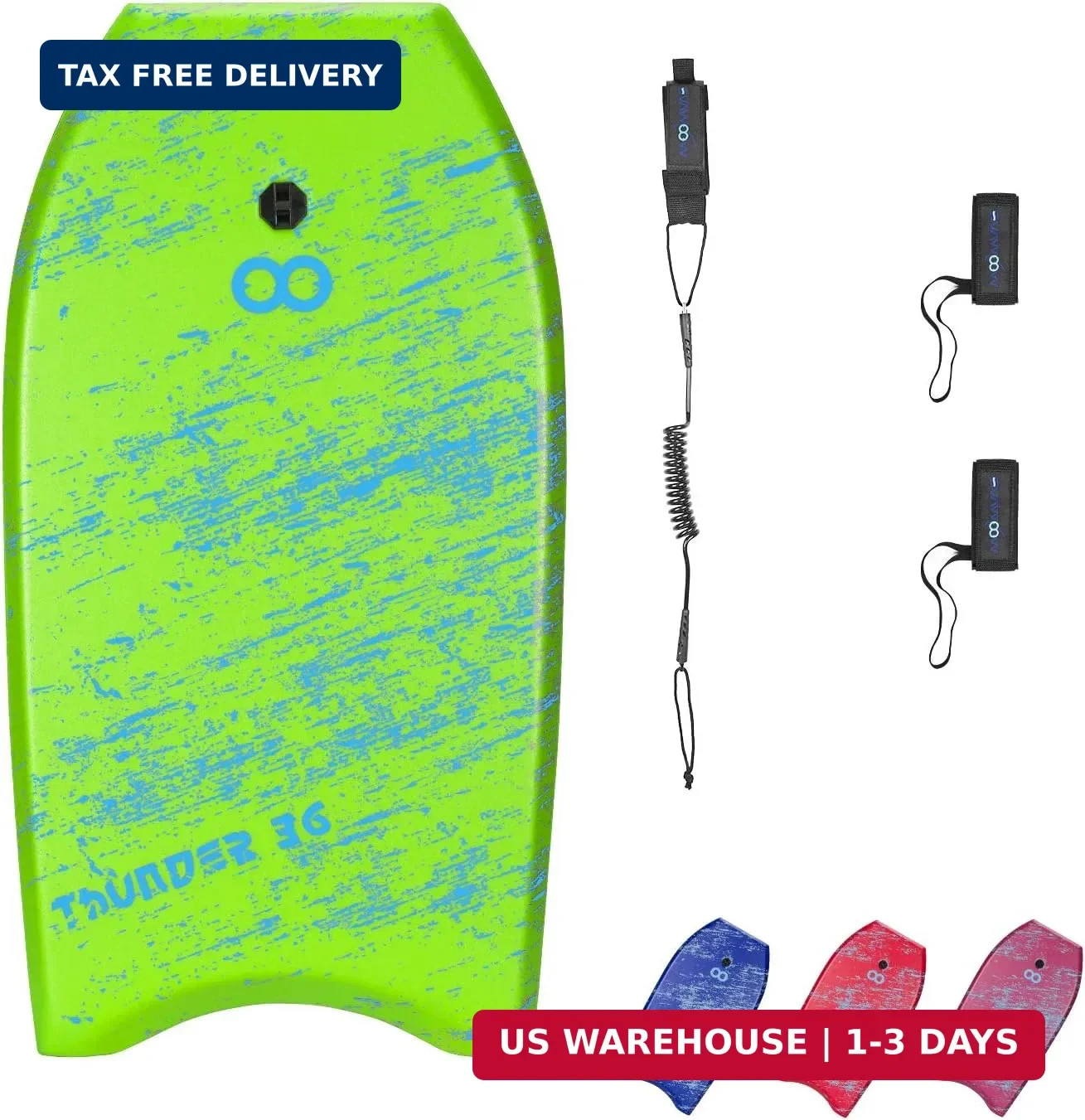 WOOWAVE Bodyboard 33-inch/36-inch/41-inch Super Lightweight Body Board with Coil