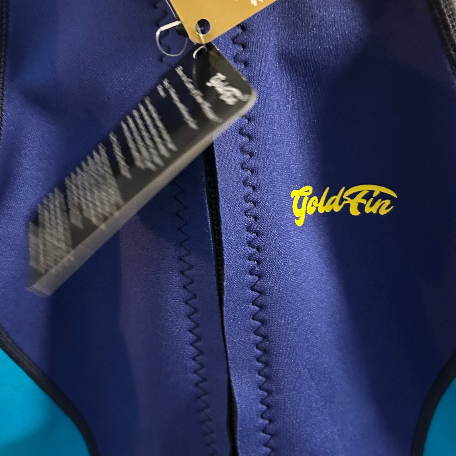 Gold Fin Womens Neoprene Jacket Full Zip Athletic Blue Gray Aqua Small