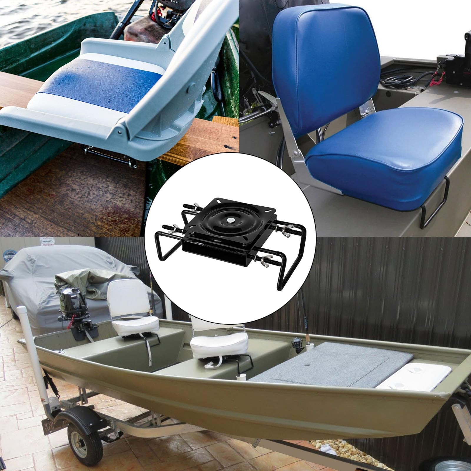 Boat Seat Swivel Base Mount,Boat Pedestal Mount Clamp on with Black
