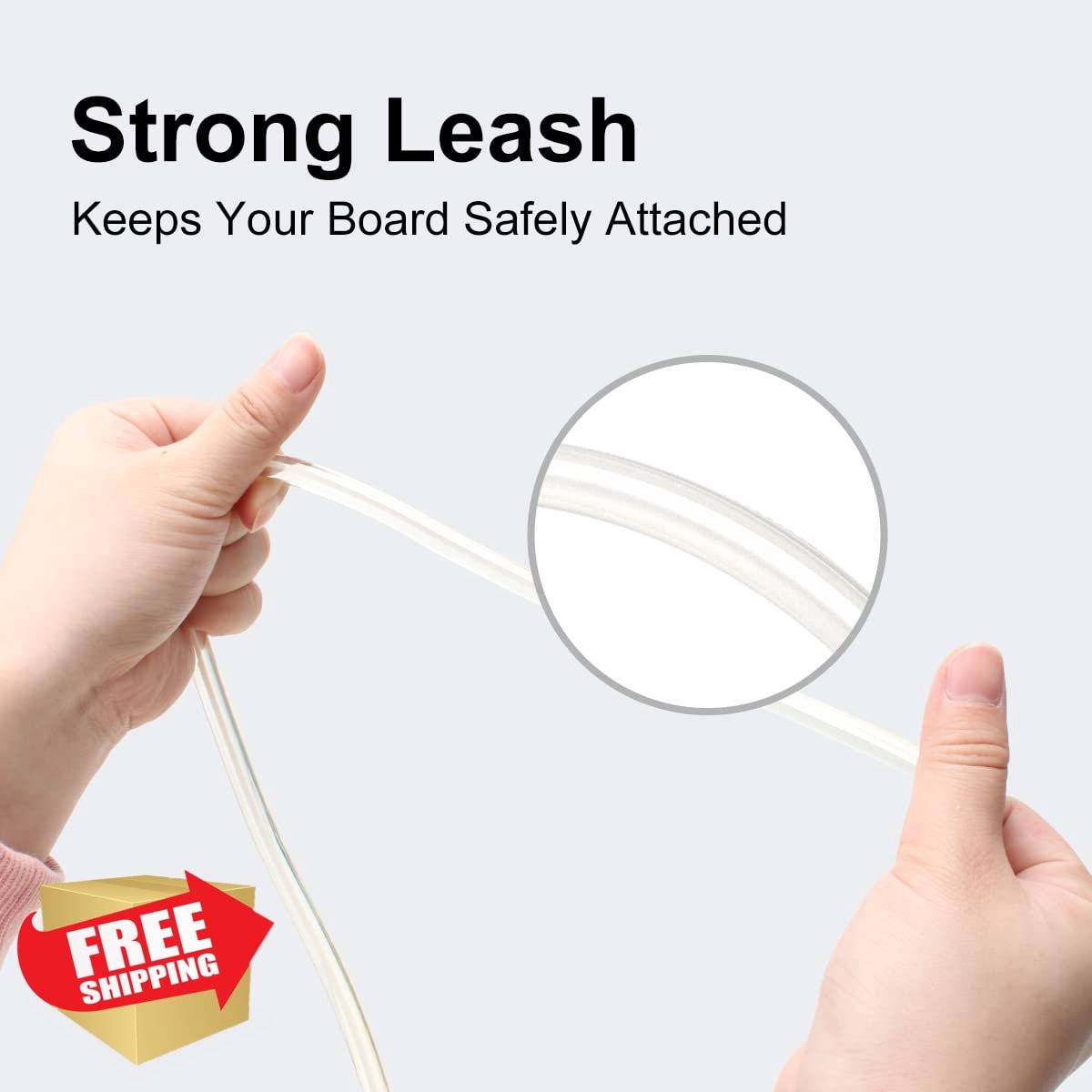 WOOWAVE Surfboard Leash Clear White 9ft 7mm