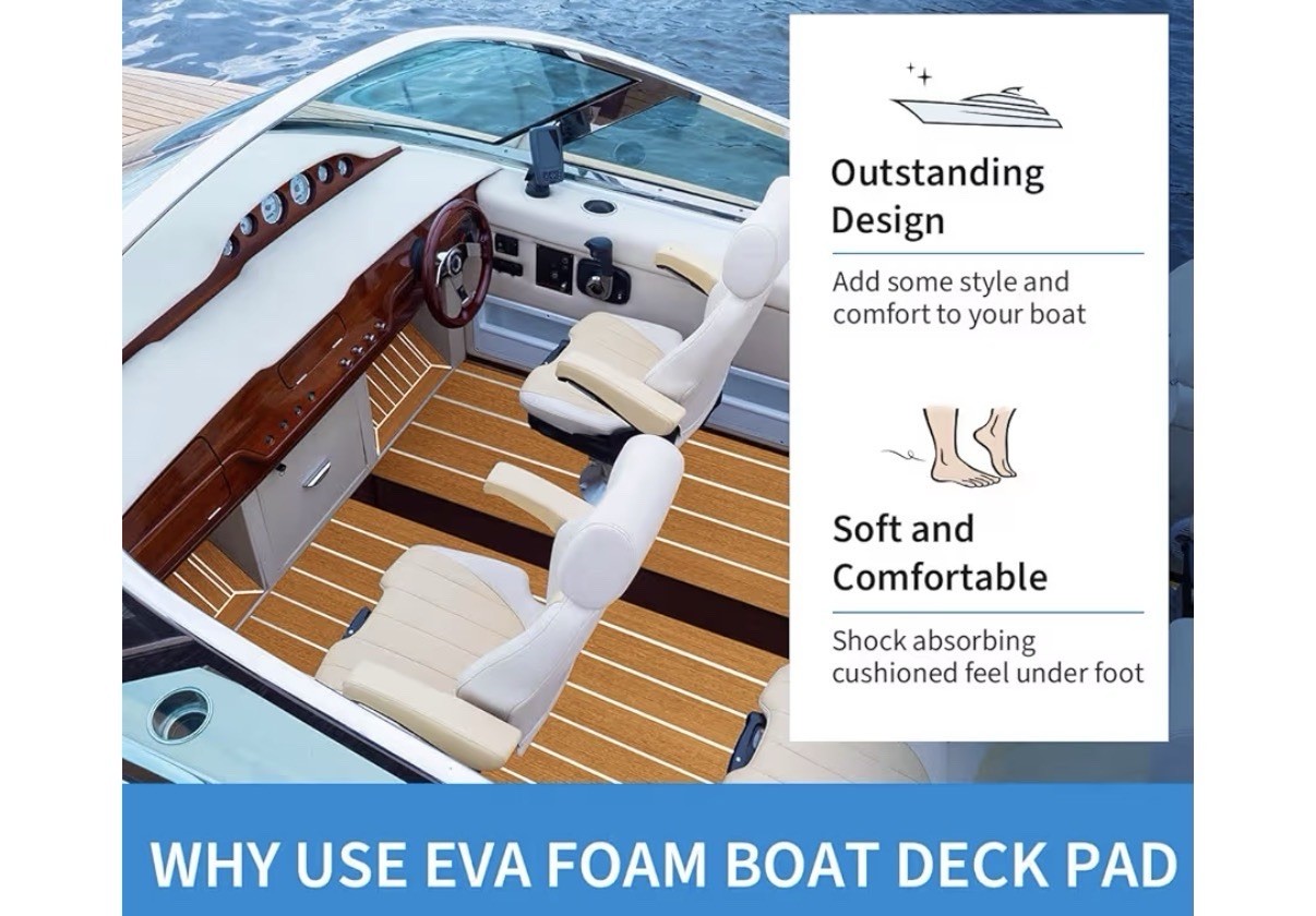 EVA Foam Boat Flooring with 3M Adhesive Backing Marine Self-Adhesive Decking 96′