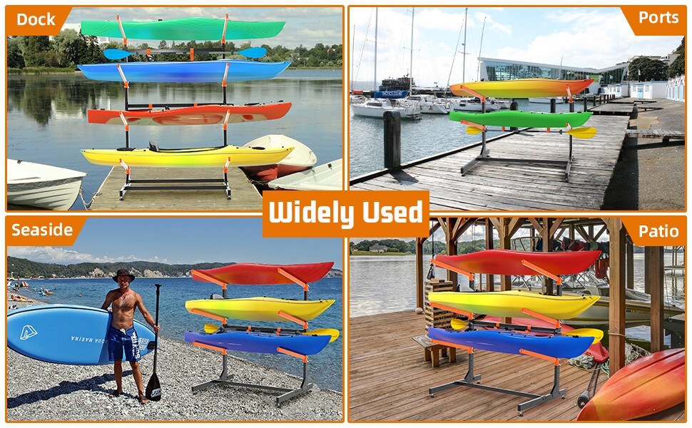 Kayak Storage Rack Freestanding Heavy Duty for 3 Kayaks, Canoes, SUP
