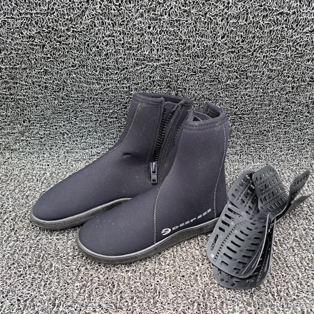 Deep See Black Zip Up Scuba Shoes Boots Men’s Size 9 Swimming Diving Sea