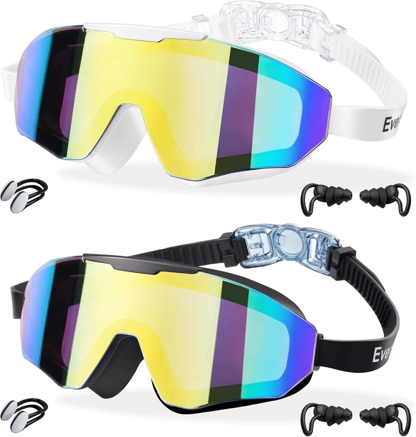 Kids Swim Goggles, 2 Pack, Age 8-16, Anti-Fog, UV Protection