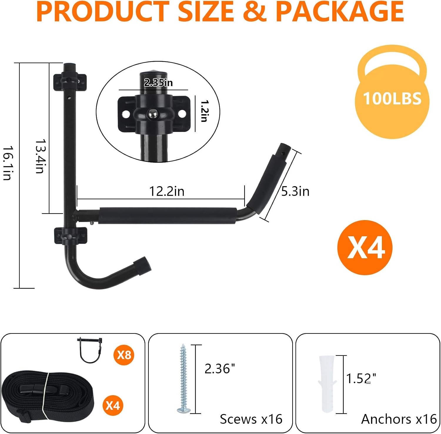 Kayak Storage Rack,Kayak Wall Mount,Heavy Duty Kayak Rack for Garage,Folding