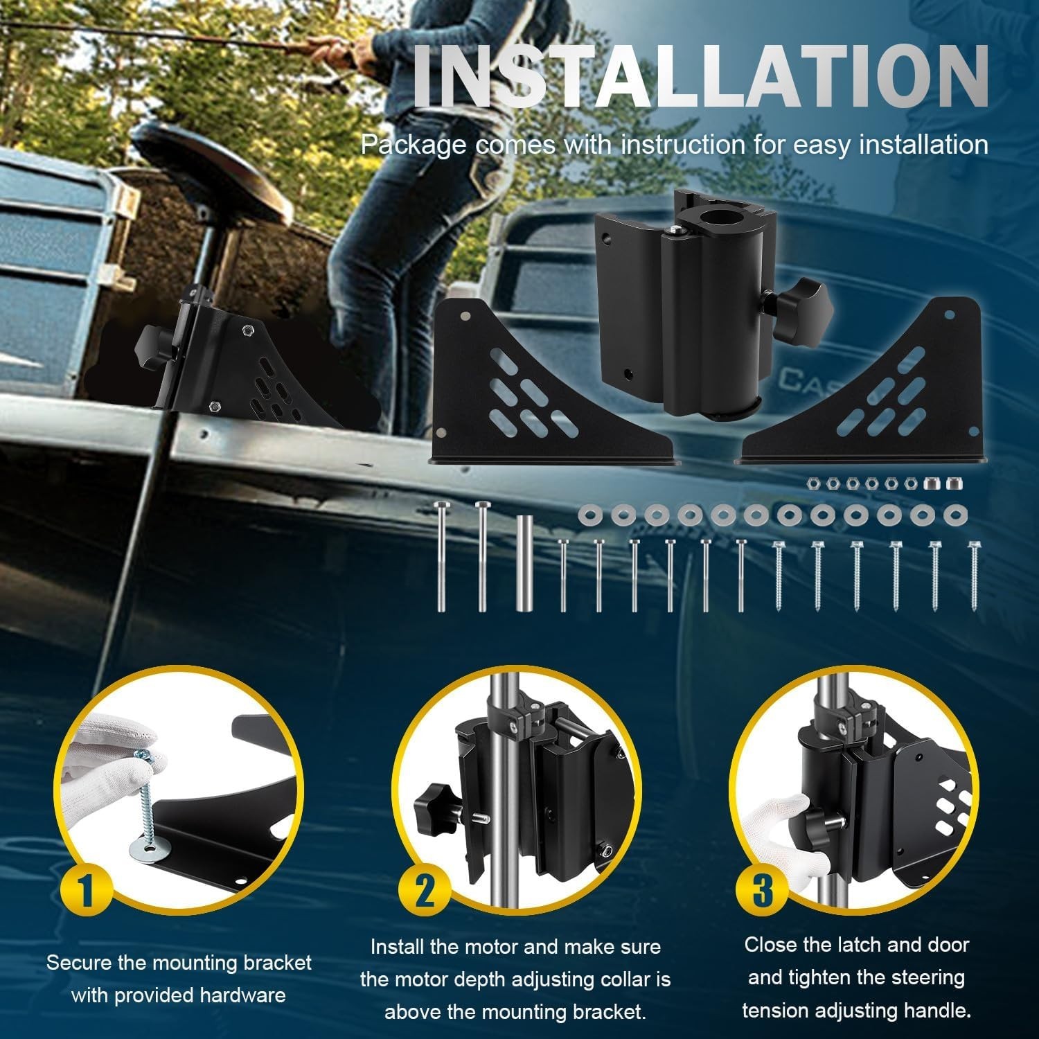Universal Trolling Motor Deck Mount for Newport Vessels Pontoon Shaft 1.15-1.25″