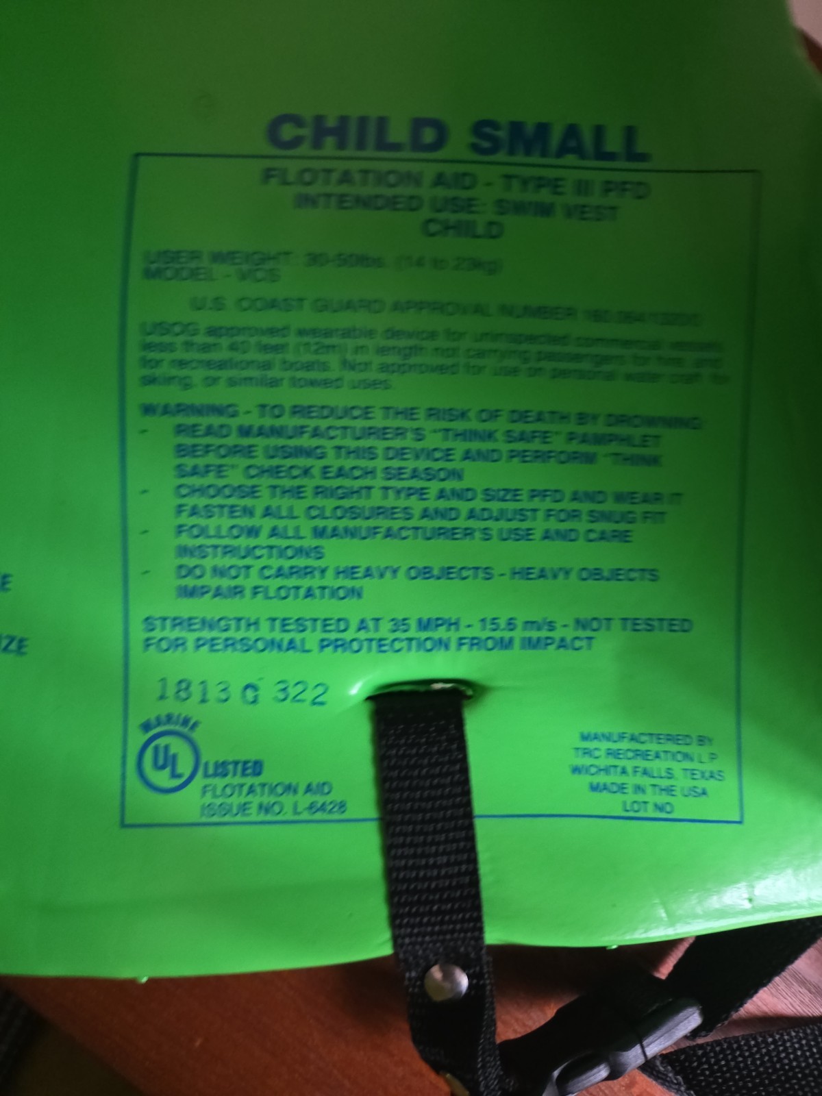 TRC Recreation Super Soft X Small Life Jacket Child Vest, Fierce Green (Used)