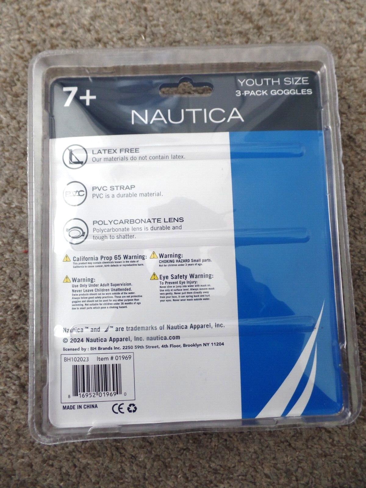 NAUTICA, SWIM GOOGLES, 3 PAIR PACK, NEW, 7+