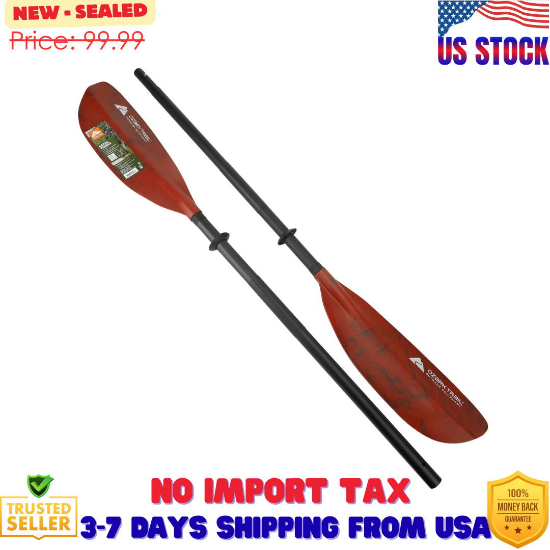 Ozark Trail Adult Aluminum Kayak Paddle, 94.5 inch Red and Gray