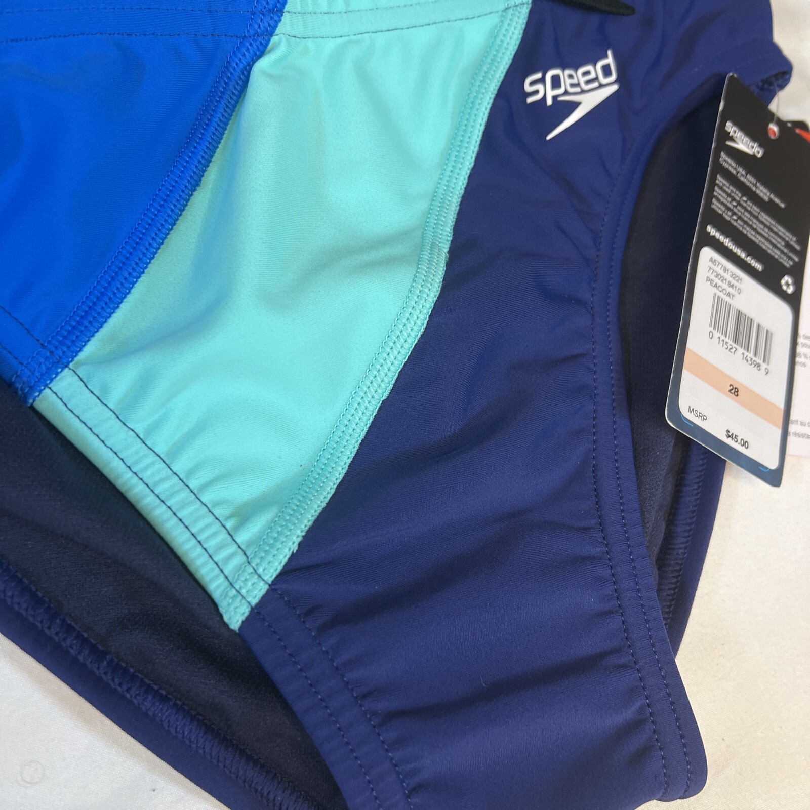 Men’s Speedo Bikini Swim Brief, Eco, Peacoat, Size 28