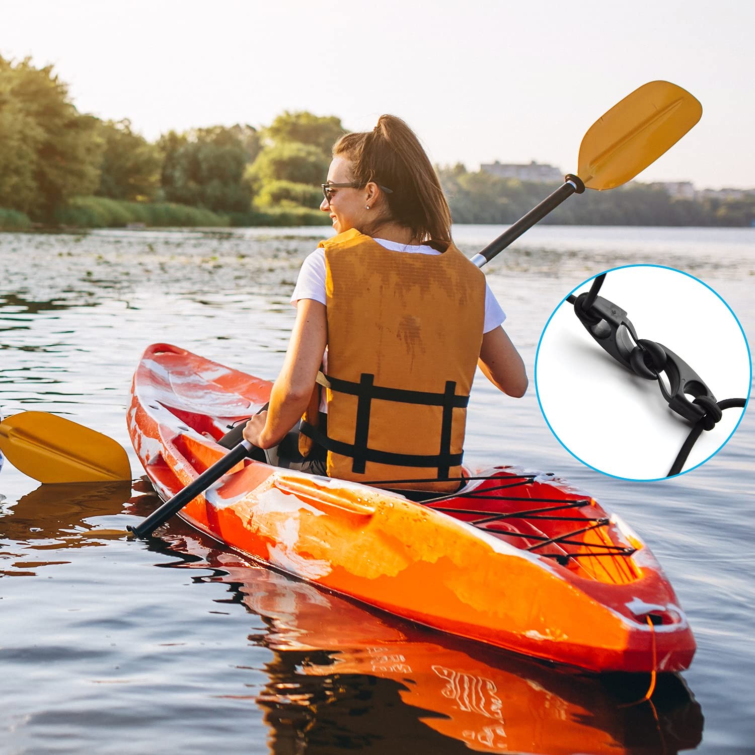 Kayak Carry Handle Rigging Kit Canoe Handles 15FT 6mm Elastic Bungee Replacement