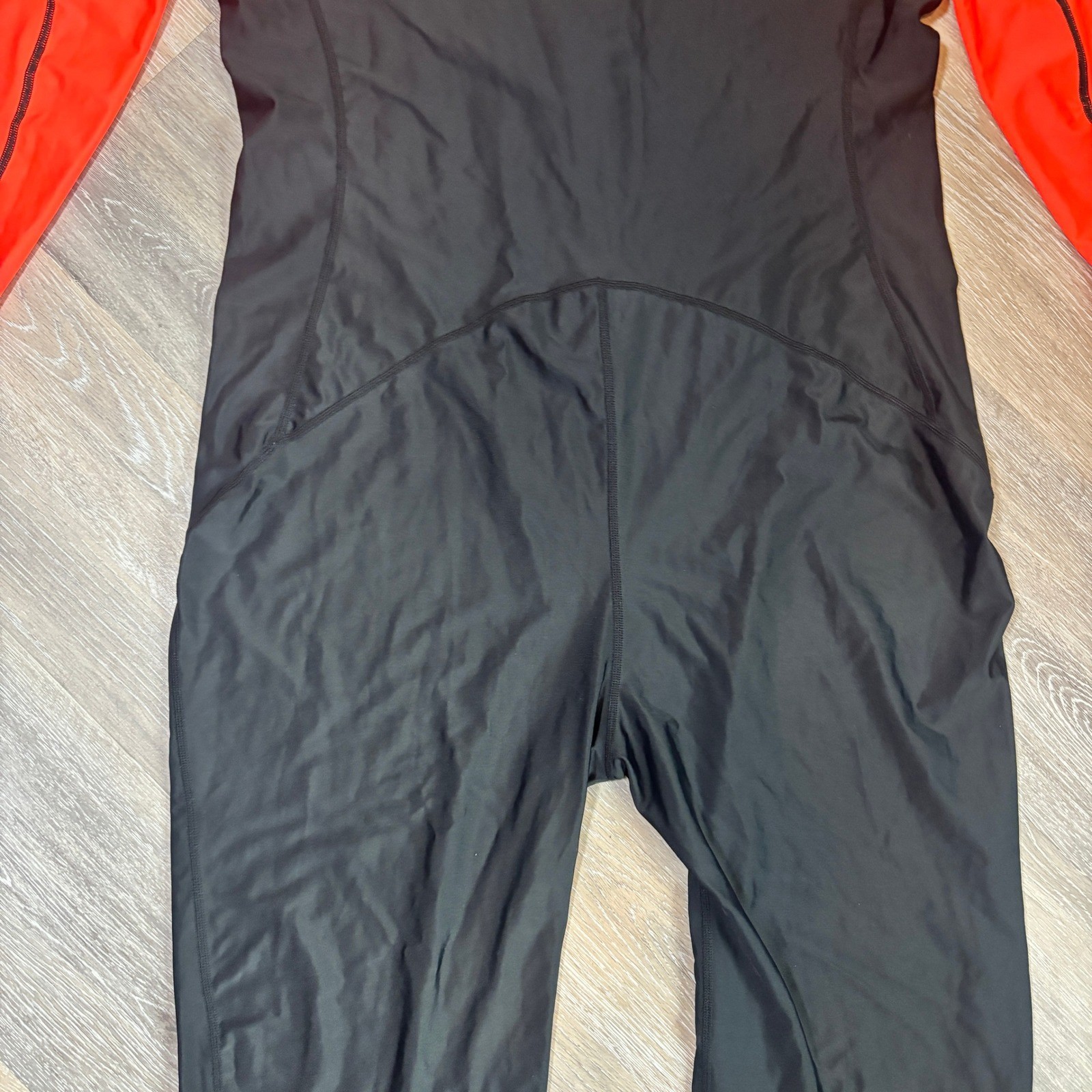 Copozz Full Body Rash Guard Wetsuit 3XL Black Neon Orange Long Sleeve Stirrup