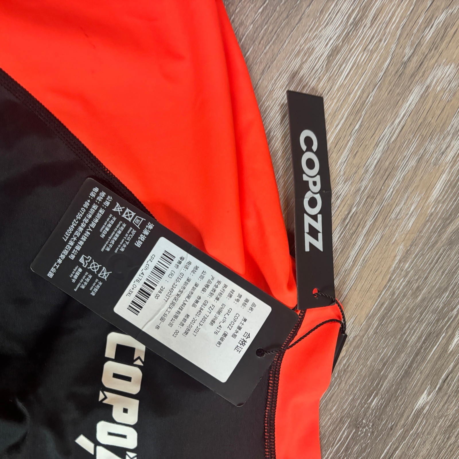 Copozz Full Body Rash Guard Wetsuit 3XL Black Neon Orange Long Sleeve Stirrup