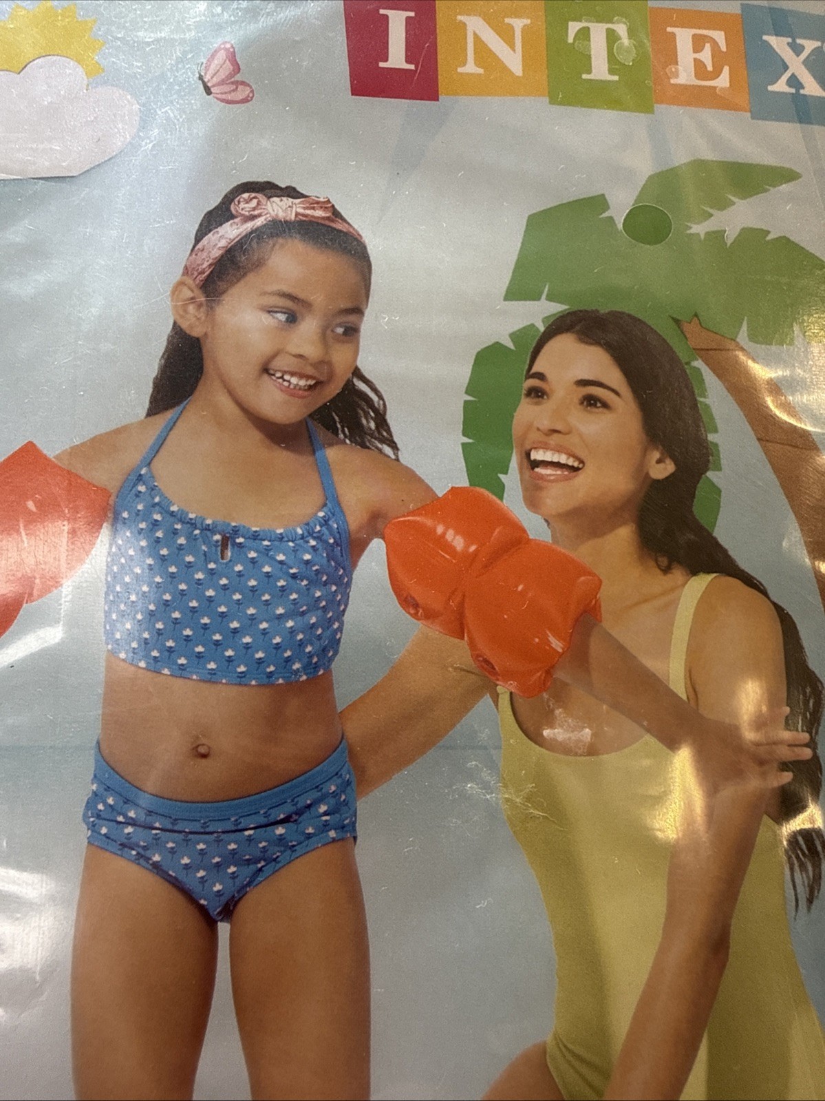 Inflatable Arm Bands Training Aid 3-6 Toddler Swim floaties Orange Pool Boy Girl
