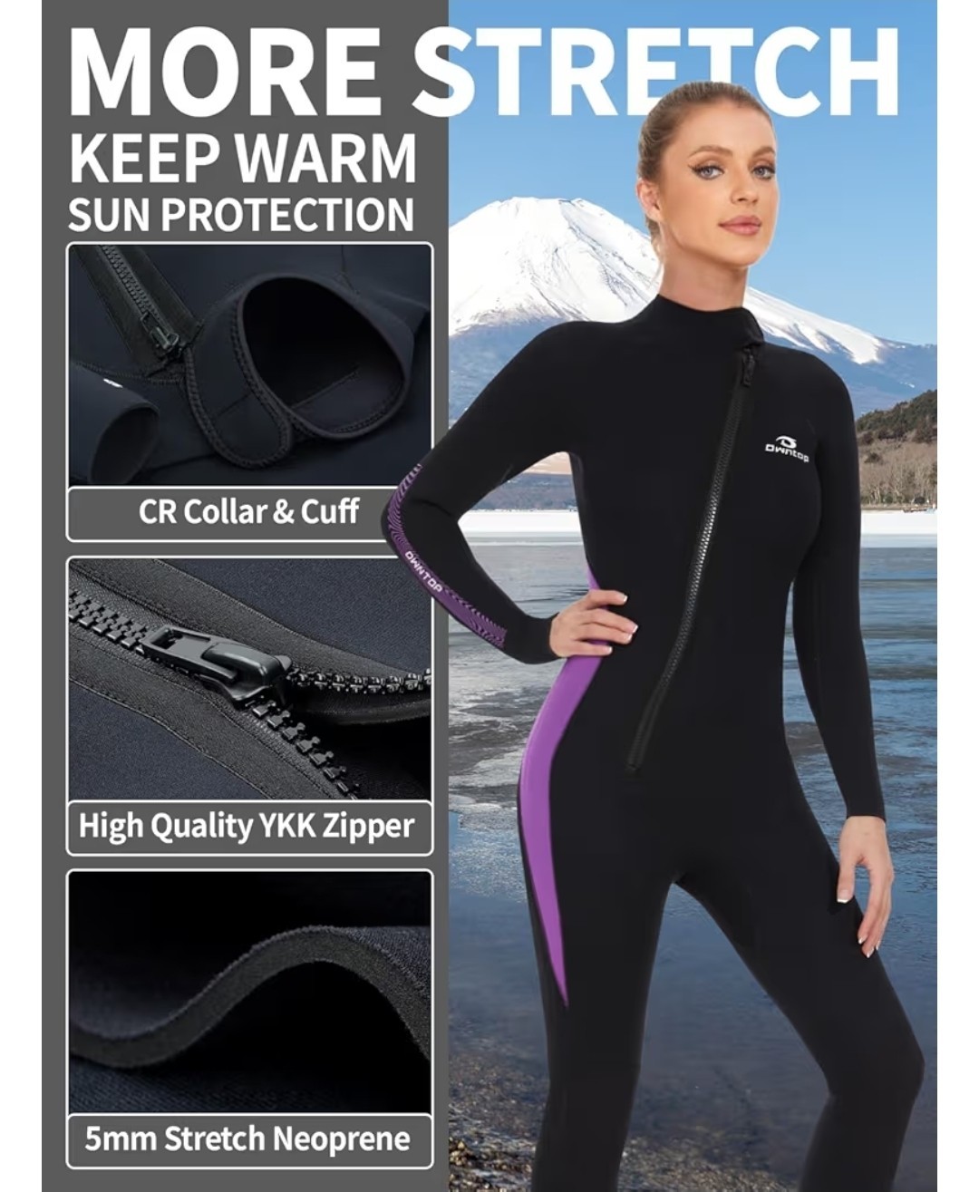 Owntop Wetsuit 5mm Neoprene Diving Suit – size large Thicken Full Wet Suit, ..