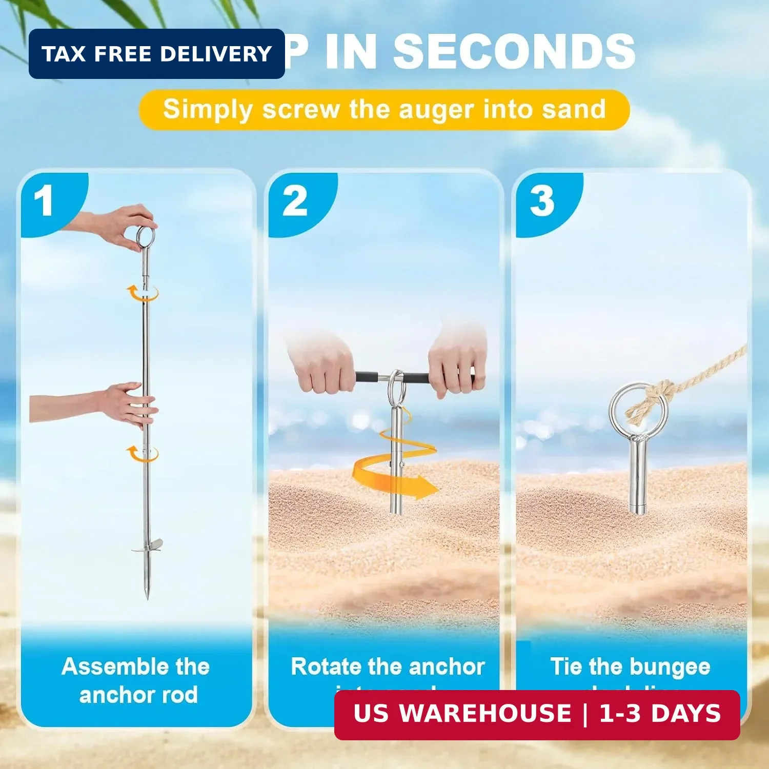 Sand Anchor for Boat, Stainless Steel Shallow Water Anchor, 35″ Boat Sand Anchor