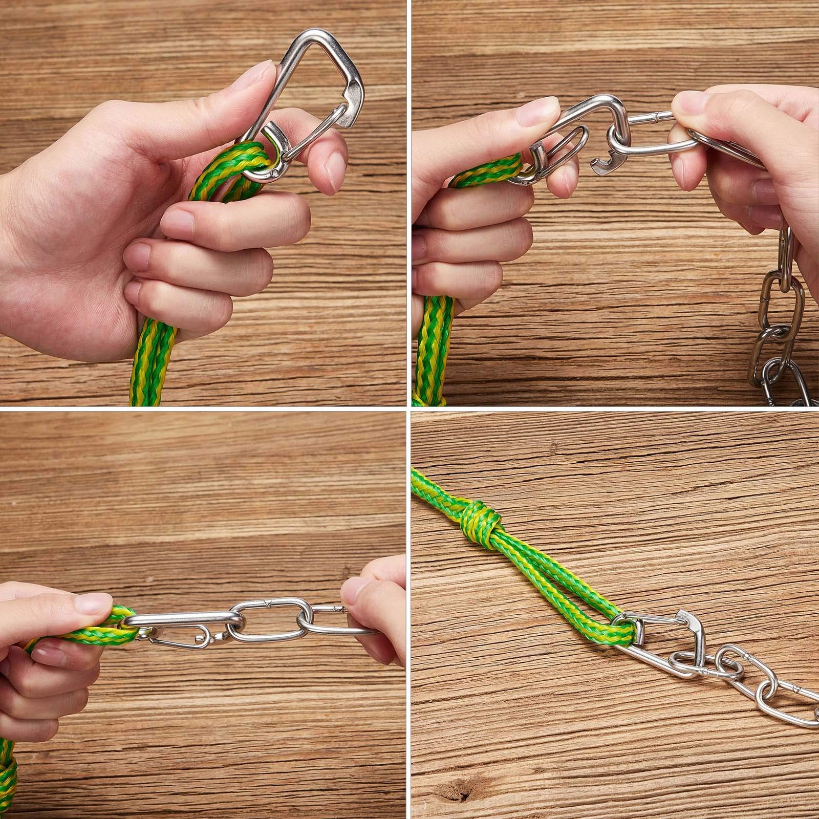 Kayak Tow Rope with Clip, Boat Dock Line 316 Stainless Steel 1/4″ x 50′
