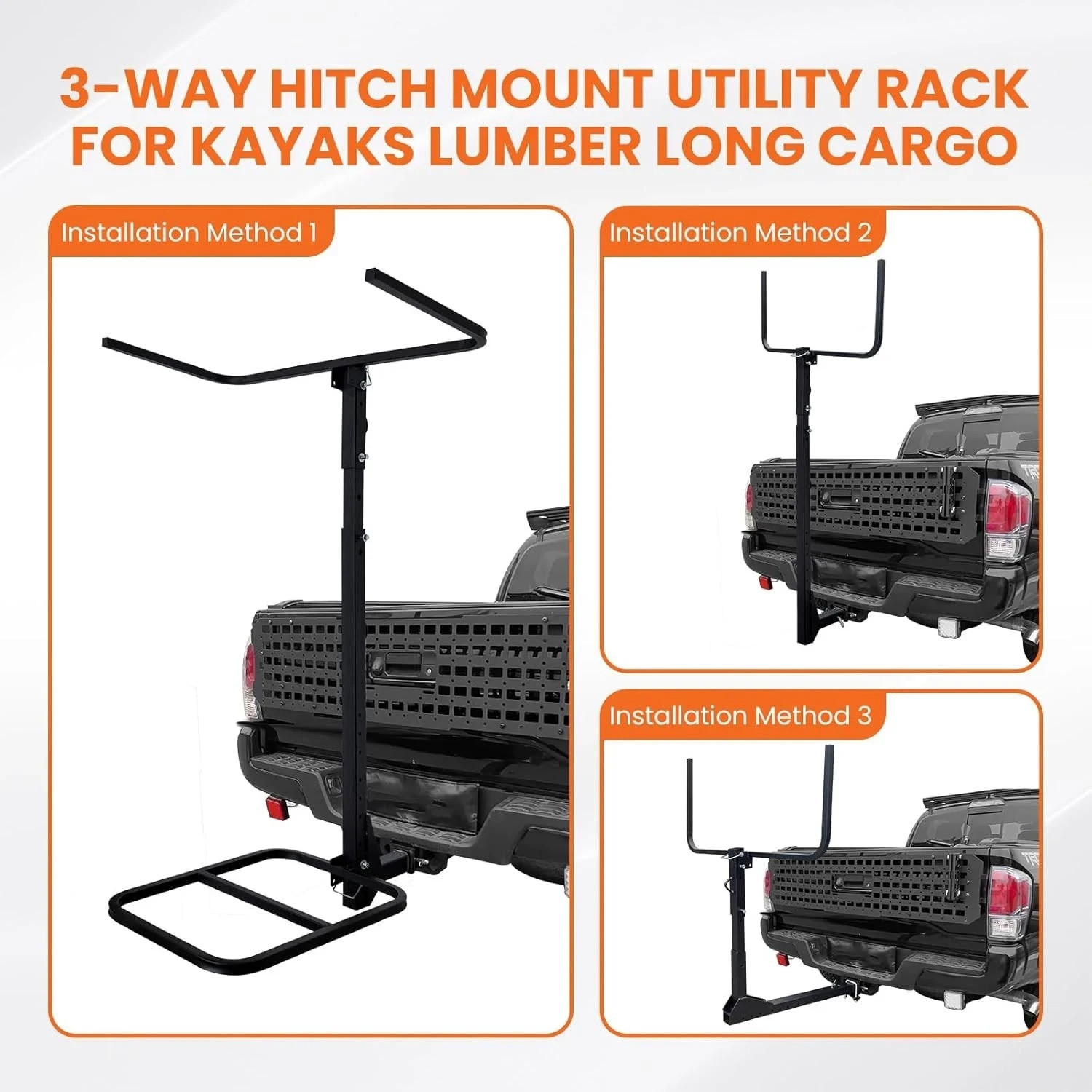 RV Hitch Kayak Rack 2” Receiver Adjustable Vertical Carrier up to 12ft 300lbs