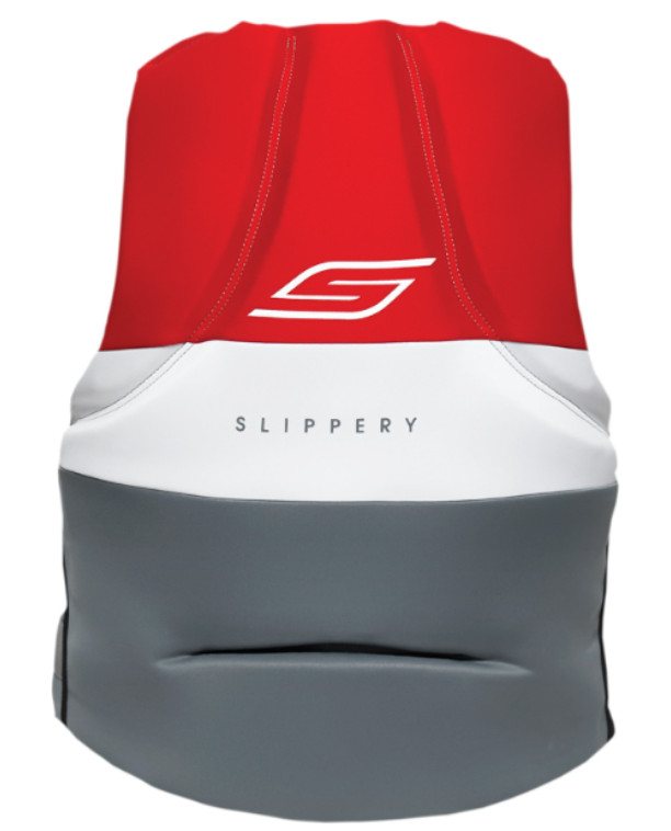 SLIPPERY SURGE PFD NEOPRENE LIFE VEST PRESERVER WHISTLE USCGA CHARCOAL/RED LG