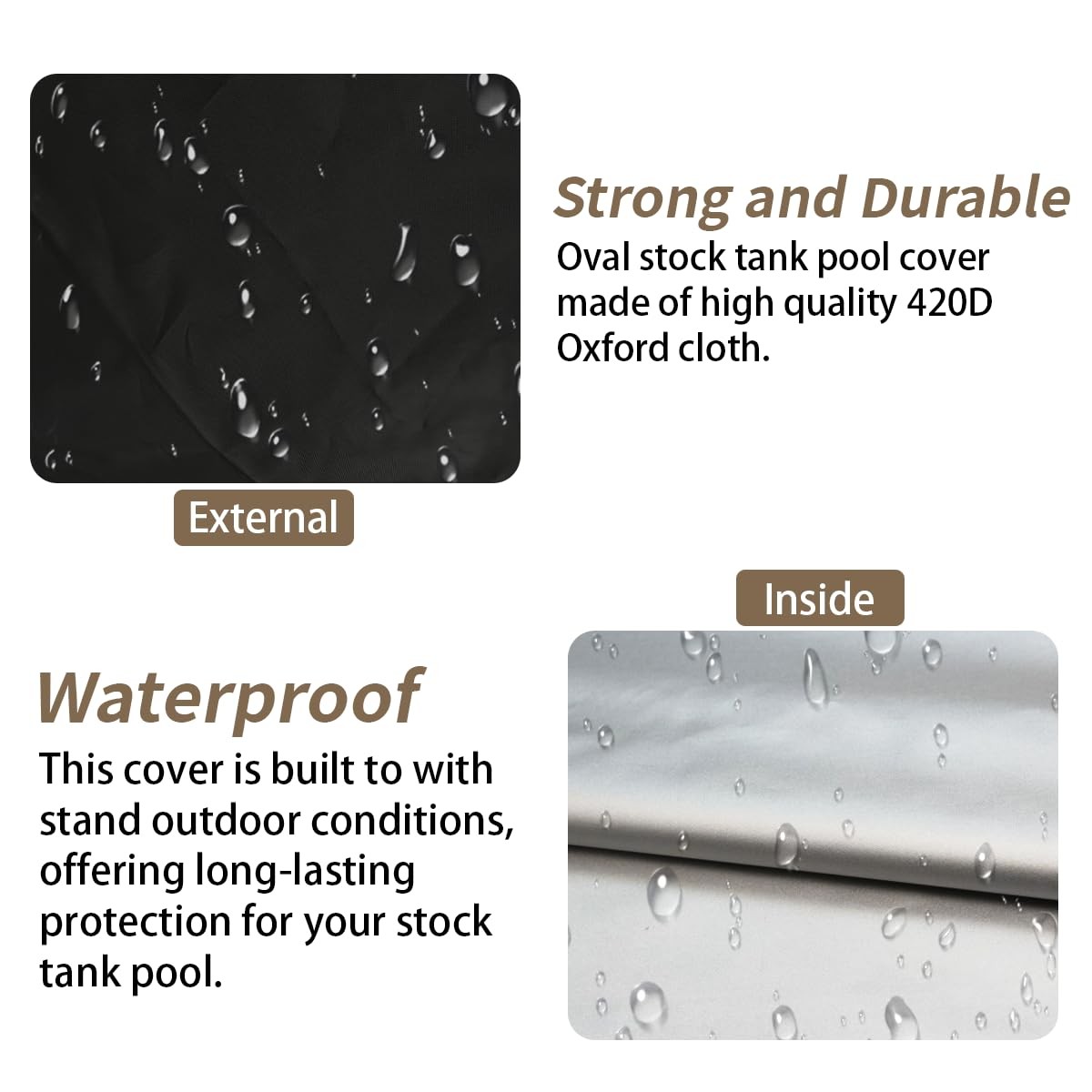 4 Ft Oval Stock Tank Pool Cover 420D Oxford Cloth Cold Plunge Cover Waterproo…