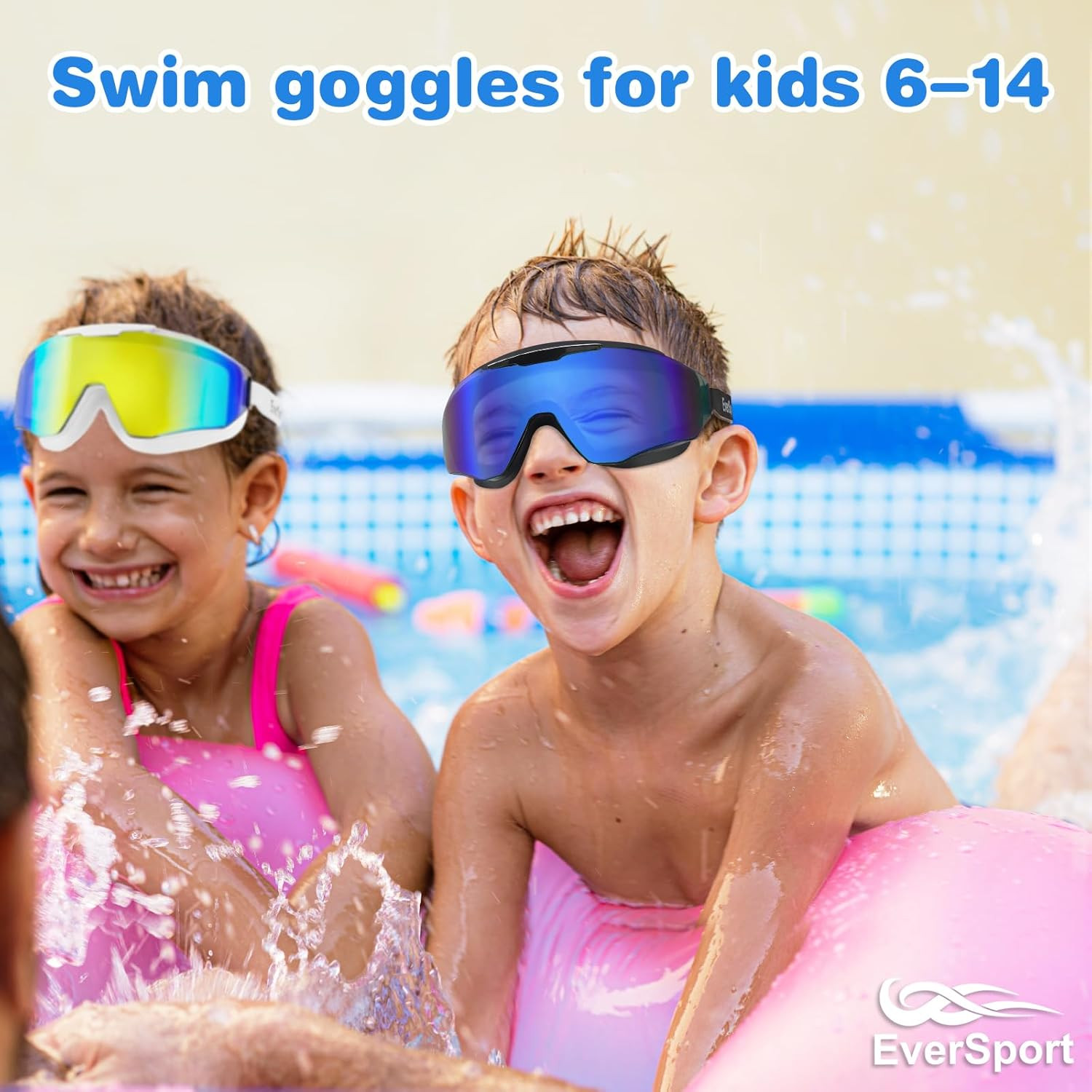 2 Pack Kids Swim Goggles Age 8-16 Extra Silicone Layer, Swimming Goggles for Kid