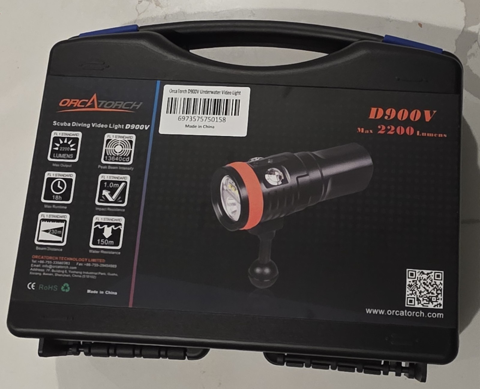OrcaTorch D900V 2200 Lumens Light – Red, UV, white 120° wide, 8° spot beam