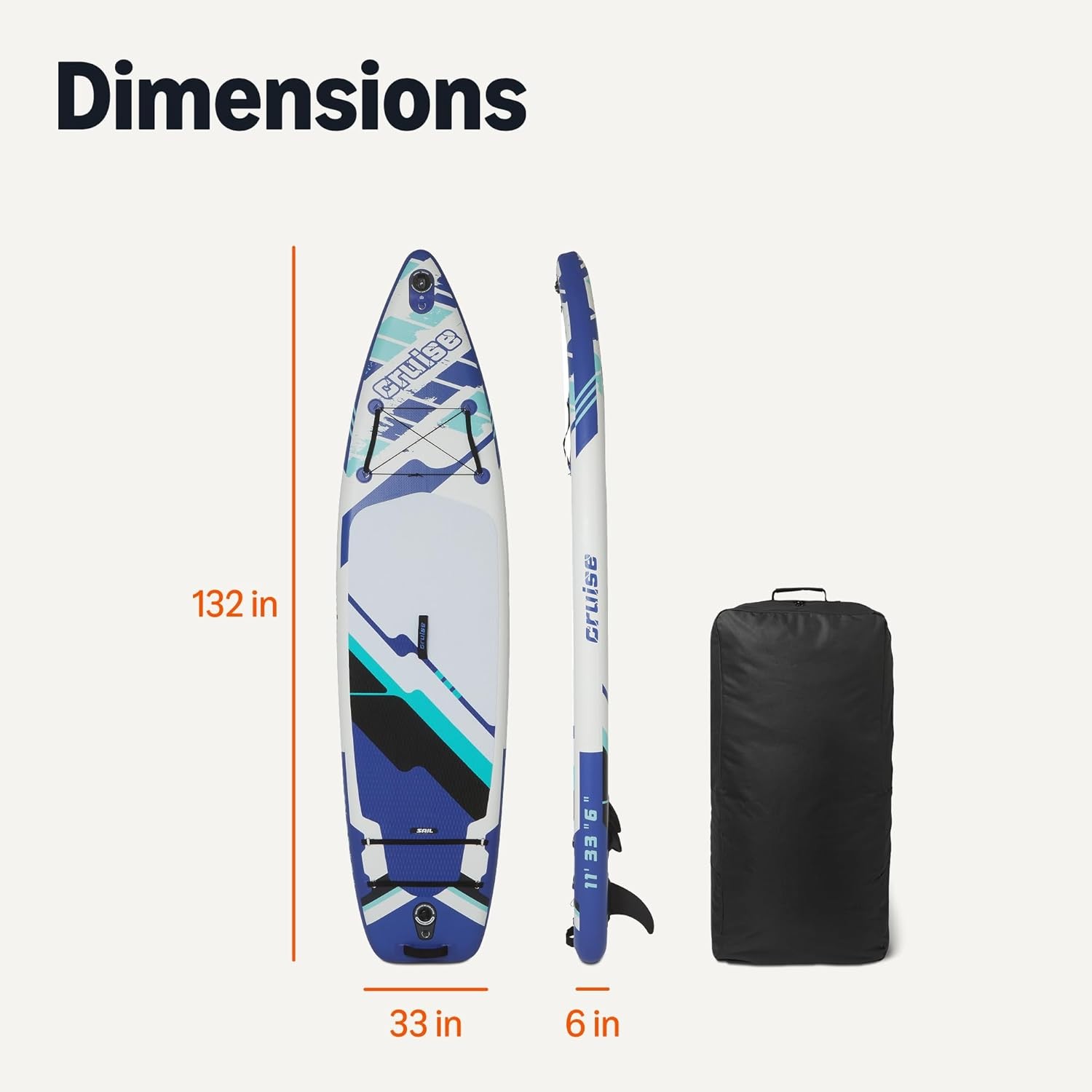 Inflatable Stand Up Paddleboard with Accessories, 132″ x 33″ x 15″, Blue