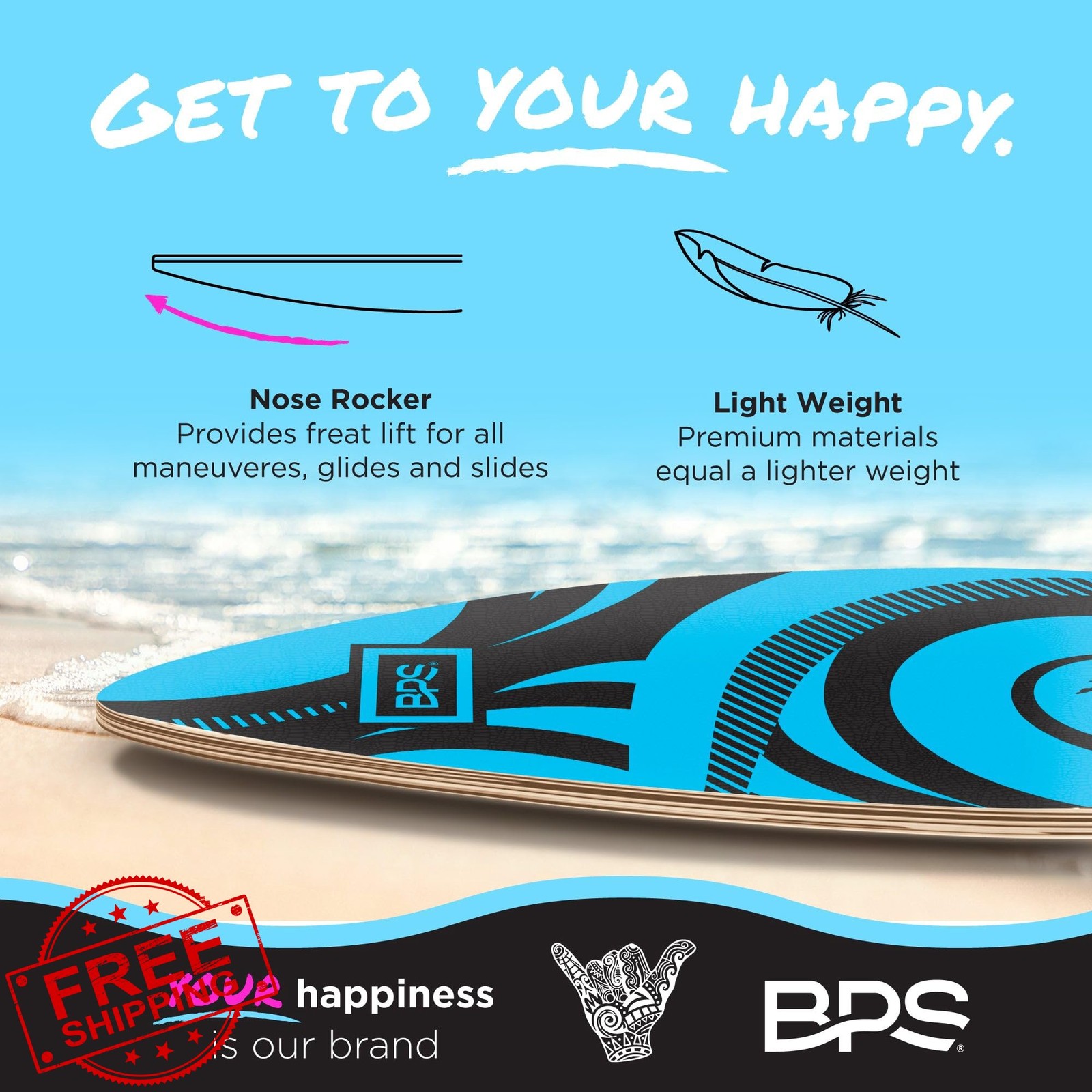 BPS Koru Skimboard Black 35 Inch
