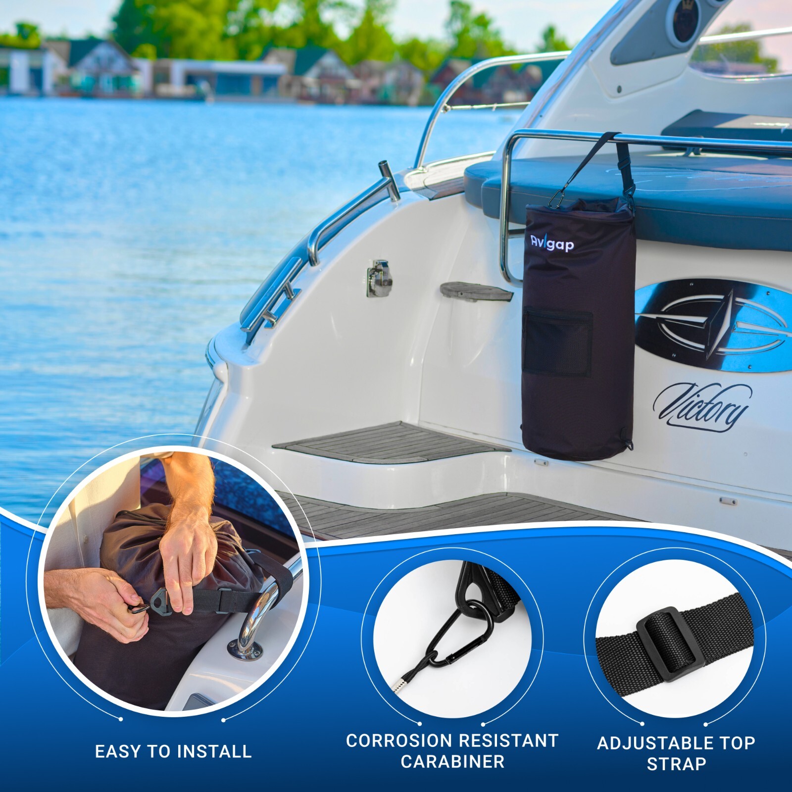 Boat Trash Can, 100% Odor & Leak Resistant, Reusable, Fit 13 Gal Trash Bag