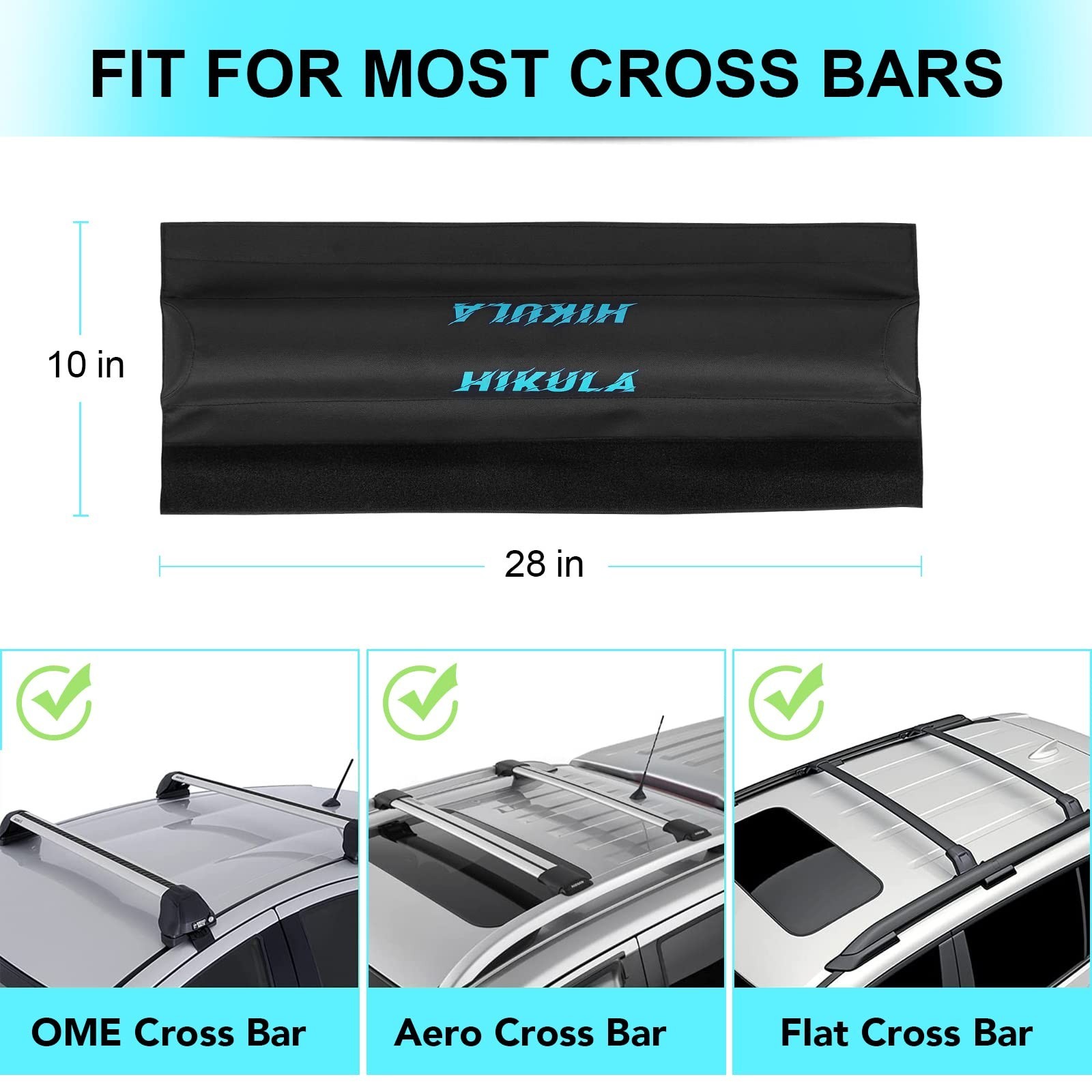 28″ Soft Aero Roof Rack Pads for Various Crossbars with Two 15′ Premium Scrat…
