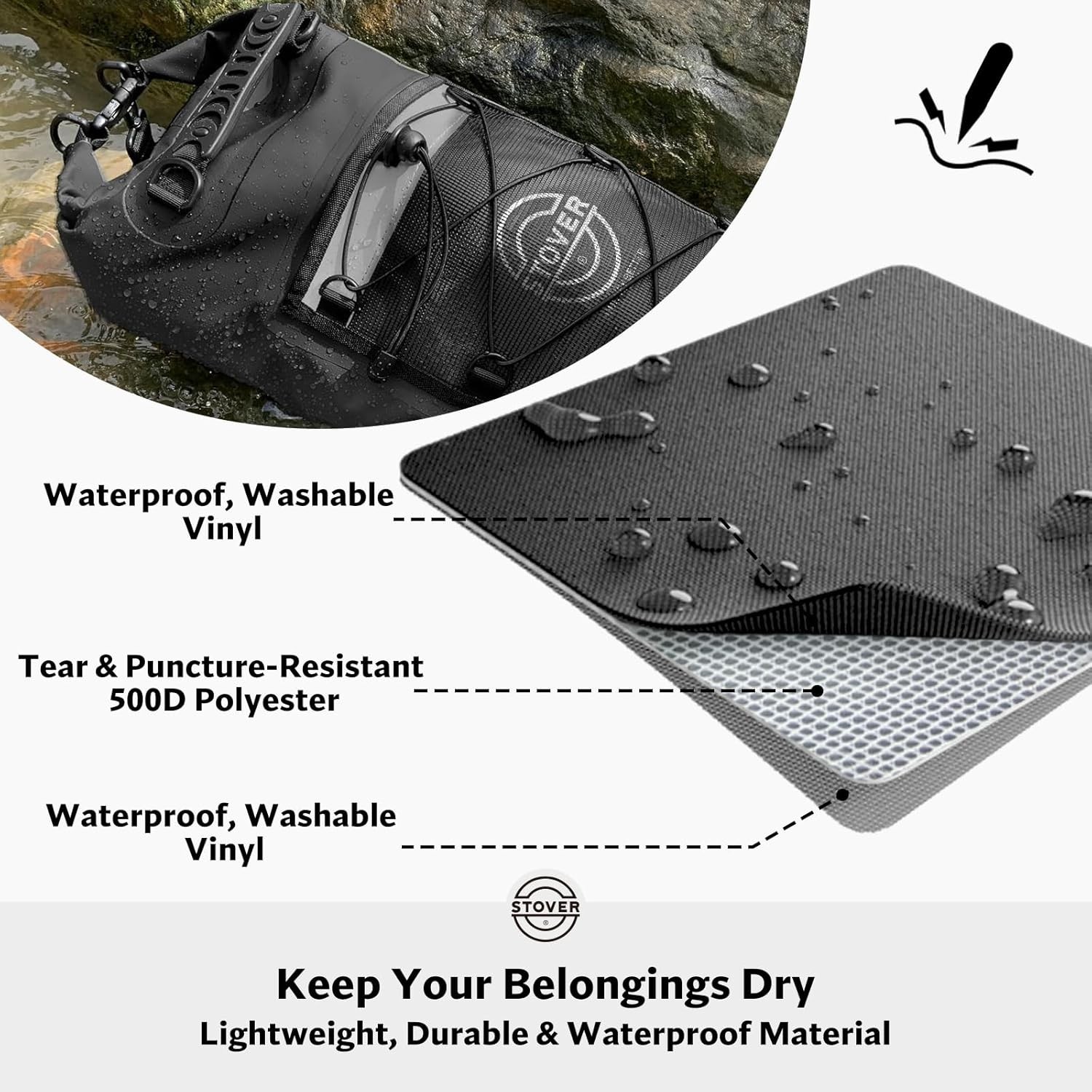 5/10/25/30/40/55L Waterproof Dry Bag- Roll-Top Backpack w/Phone Case- Kayakin…